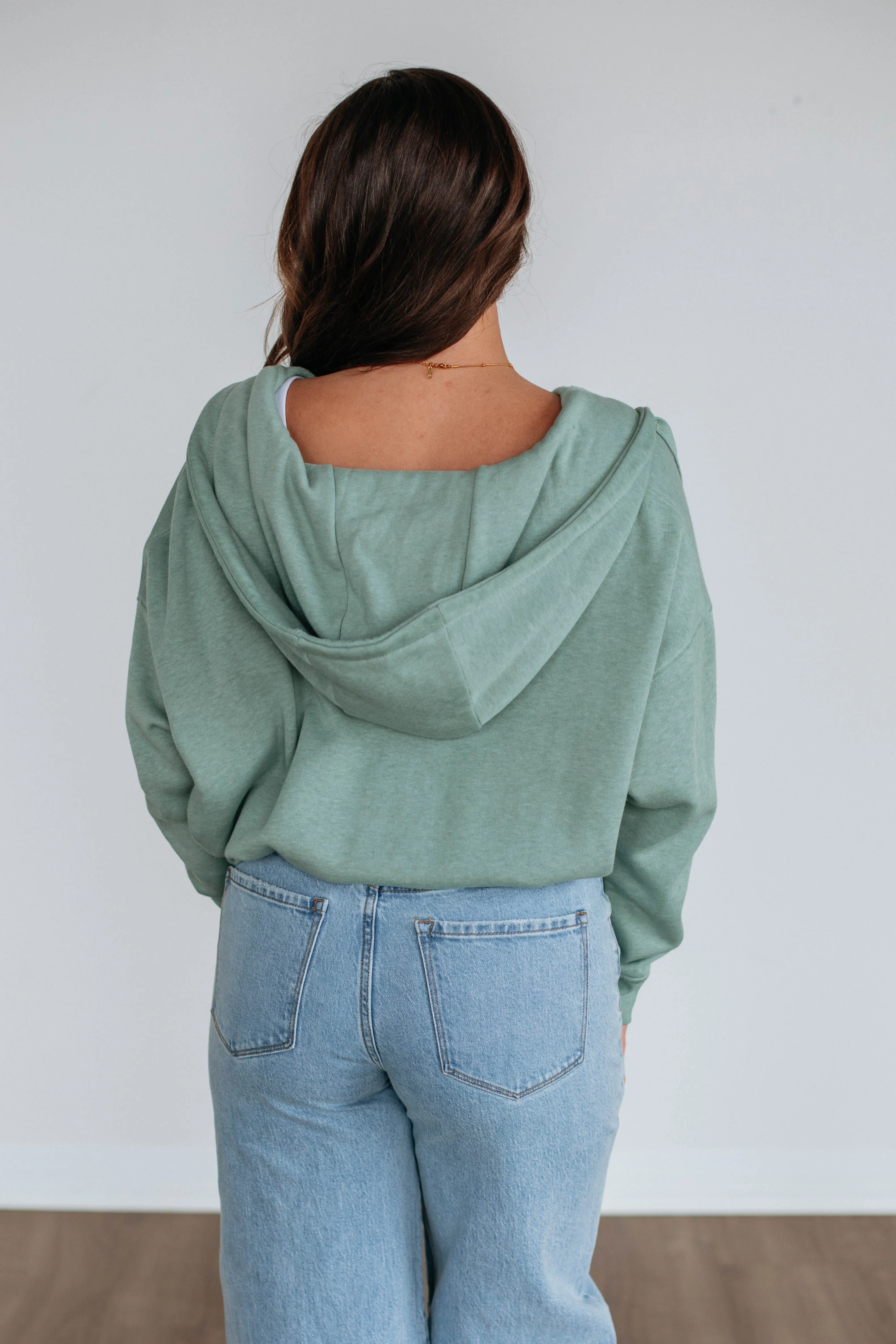 Maxwell Washed Zip-Up Hoodie - Fern sold by Wild Oak Boutique product image thumbnail 5