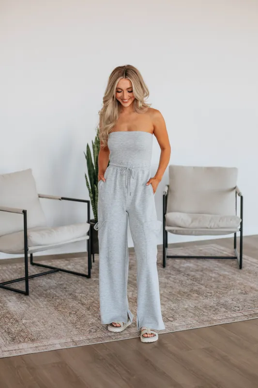 Nevena Jumpsuit - Heather Grey sold by Wild Oak Boutique