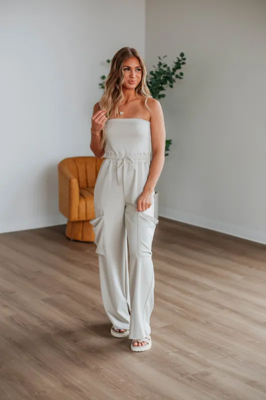 Nevena Jumpsuit - Beige sold by Wild Oak Boutique