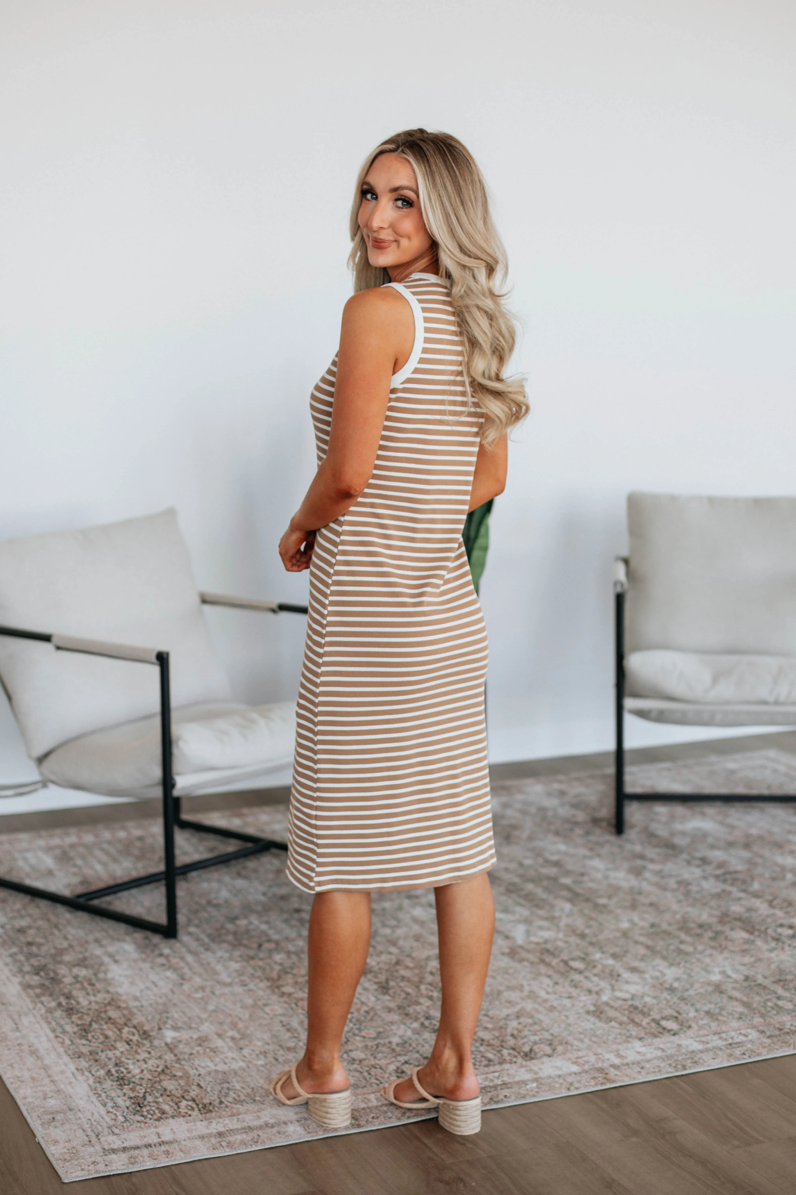Pattie Striped Dress - Mocha Mix sold by Wild Oak Boutique product image thumbnail 3