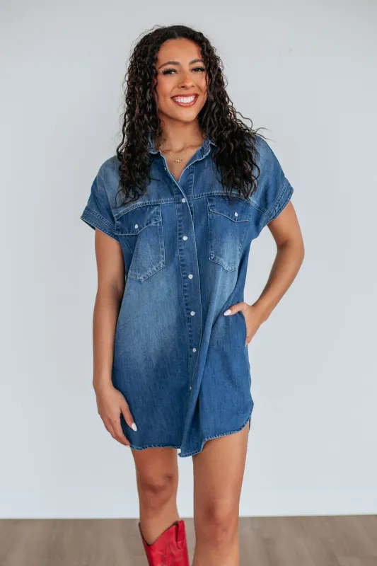 Evony Denim Dress sold by Wild Oak Boutique