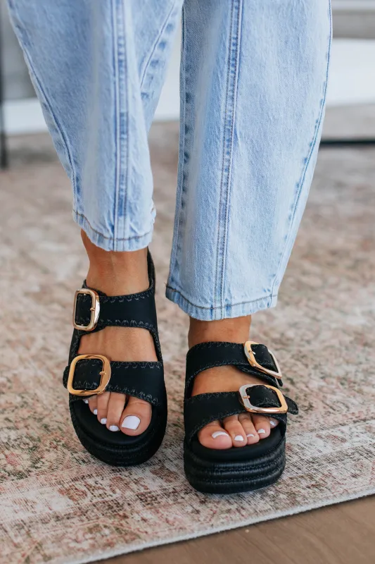 Somewhere On A Beach Sandals - Black sold by Wild Oak Boutique