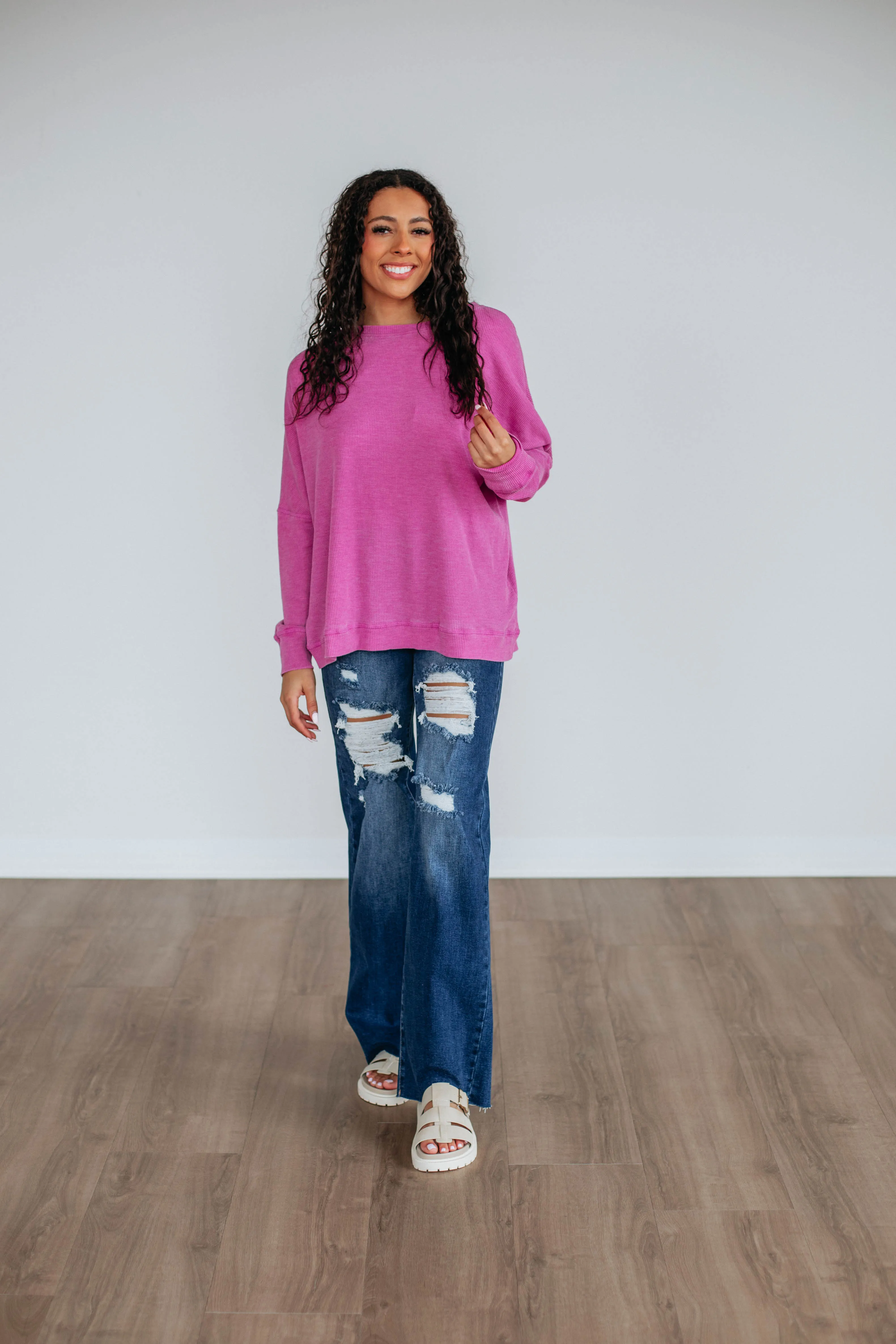 Breah Waffle Knit Top - Orchid sold by Wild Oak Boutique product image thumbnail 2