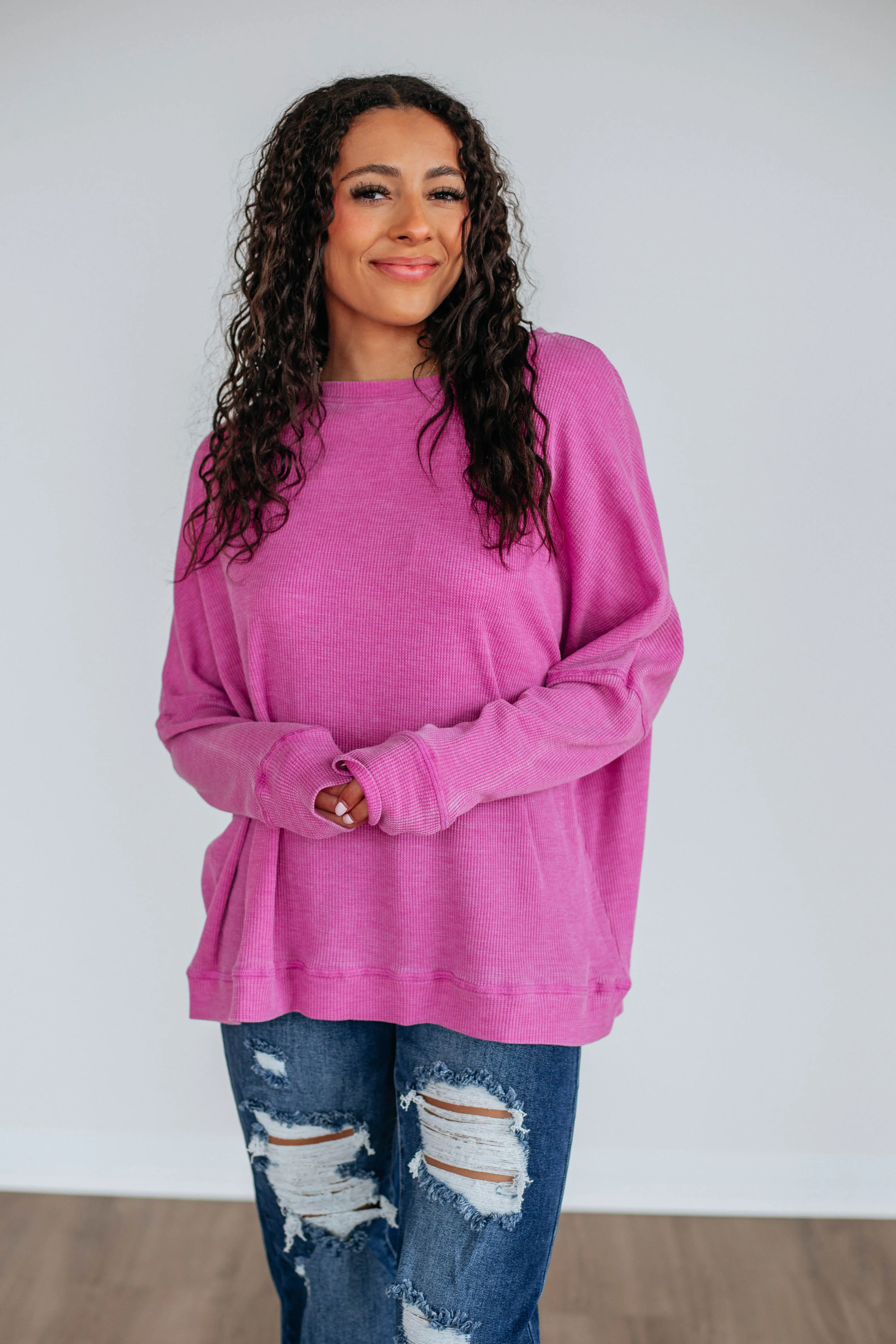 Breah Waffle Knit Top - Orchid sold by Wild Oak Boutique