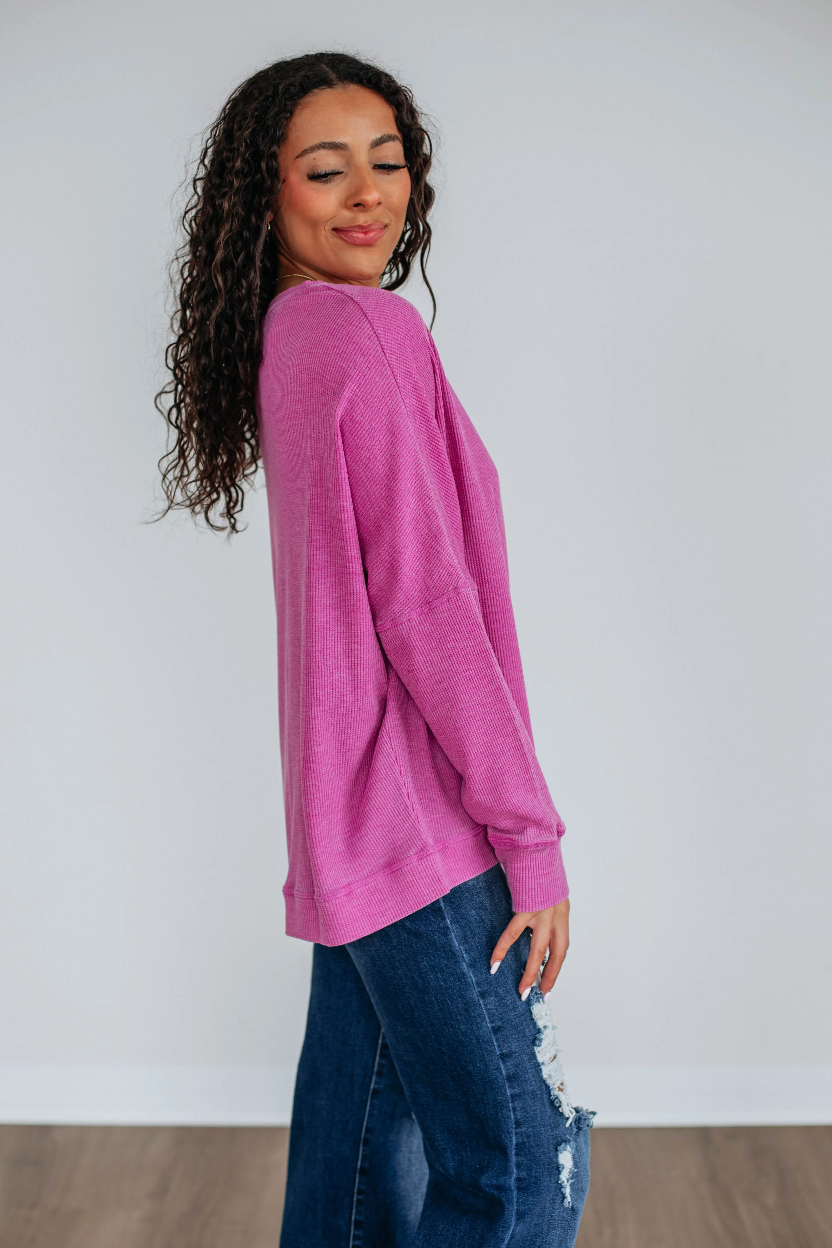 Breah Waffle Knit Top - Orchid sold by Wild Oak Boutique product image thumbnail 3