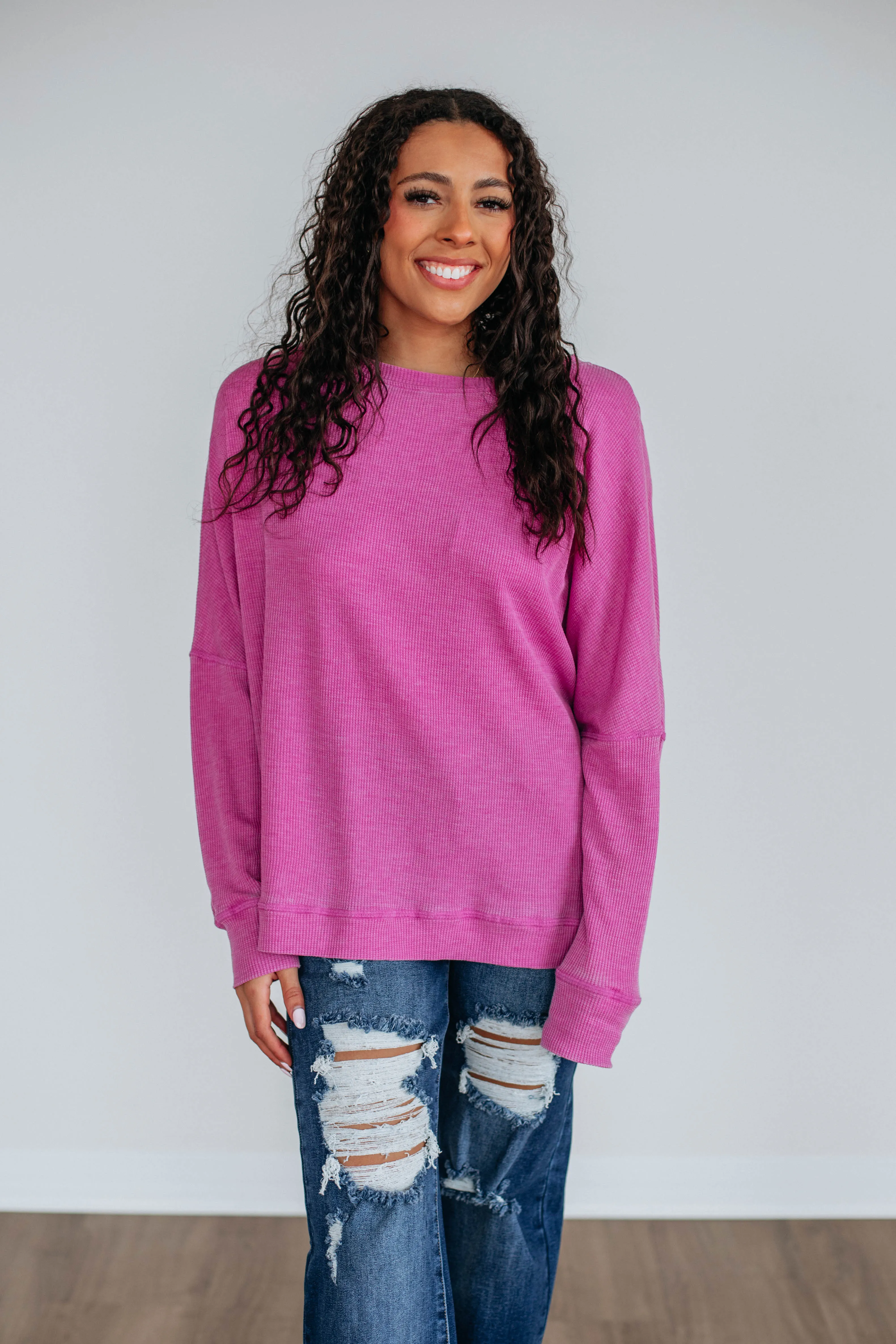 Breah Waffle Knit Top - Orchid sold by Wild Oak Boutique product image thumbnail 5