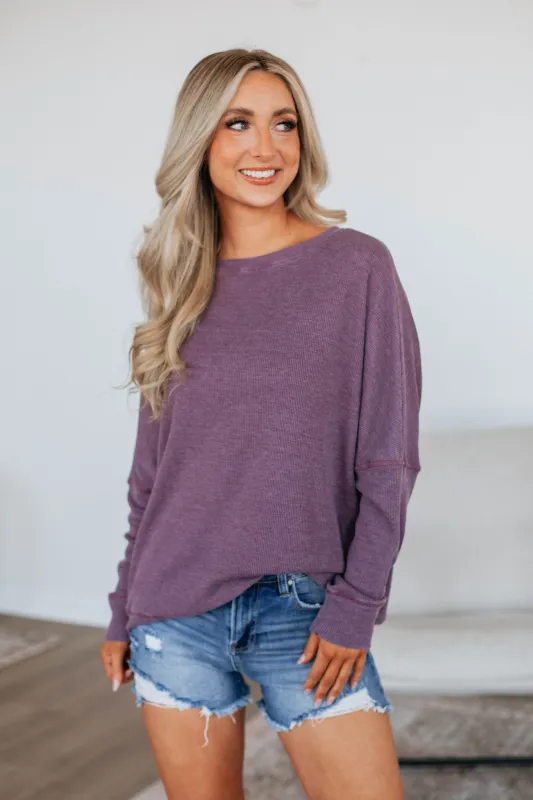Breah Waffle Knit Top - Grape sold by Wild Oak Boutique