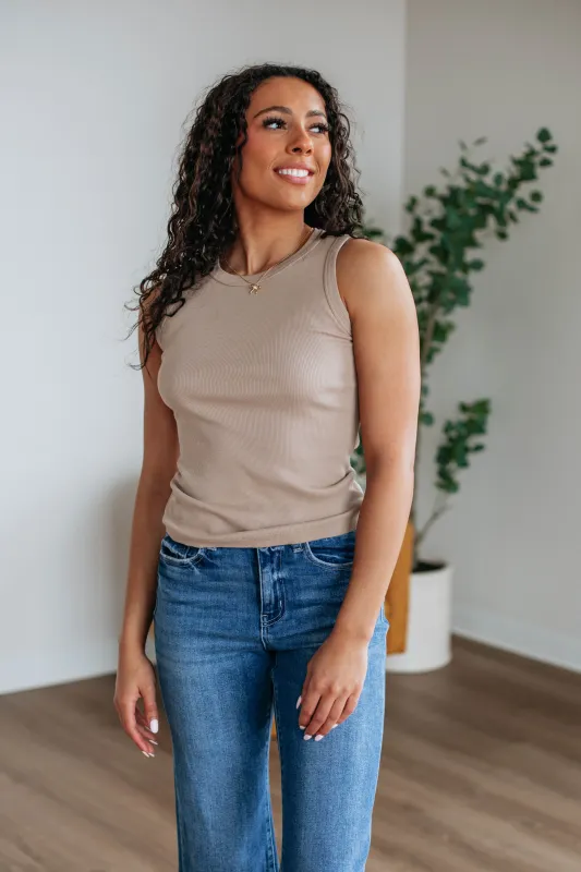 Brighton Ribbed Tank - Taupe sold by Wild Oak Boutique