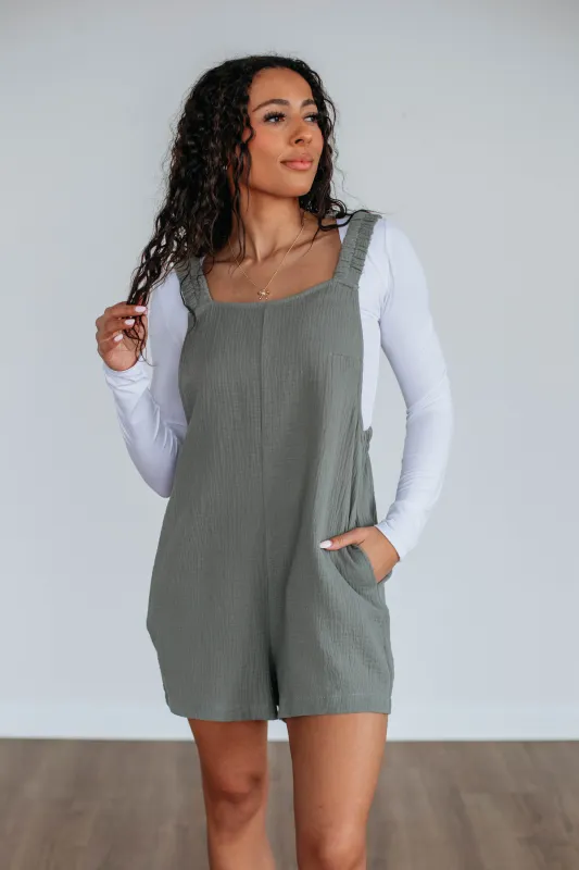 Chamberly Romper - Artichoke sold by Wild Oak Boutique