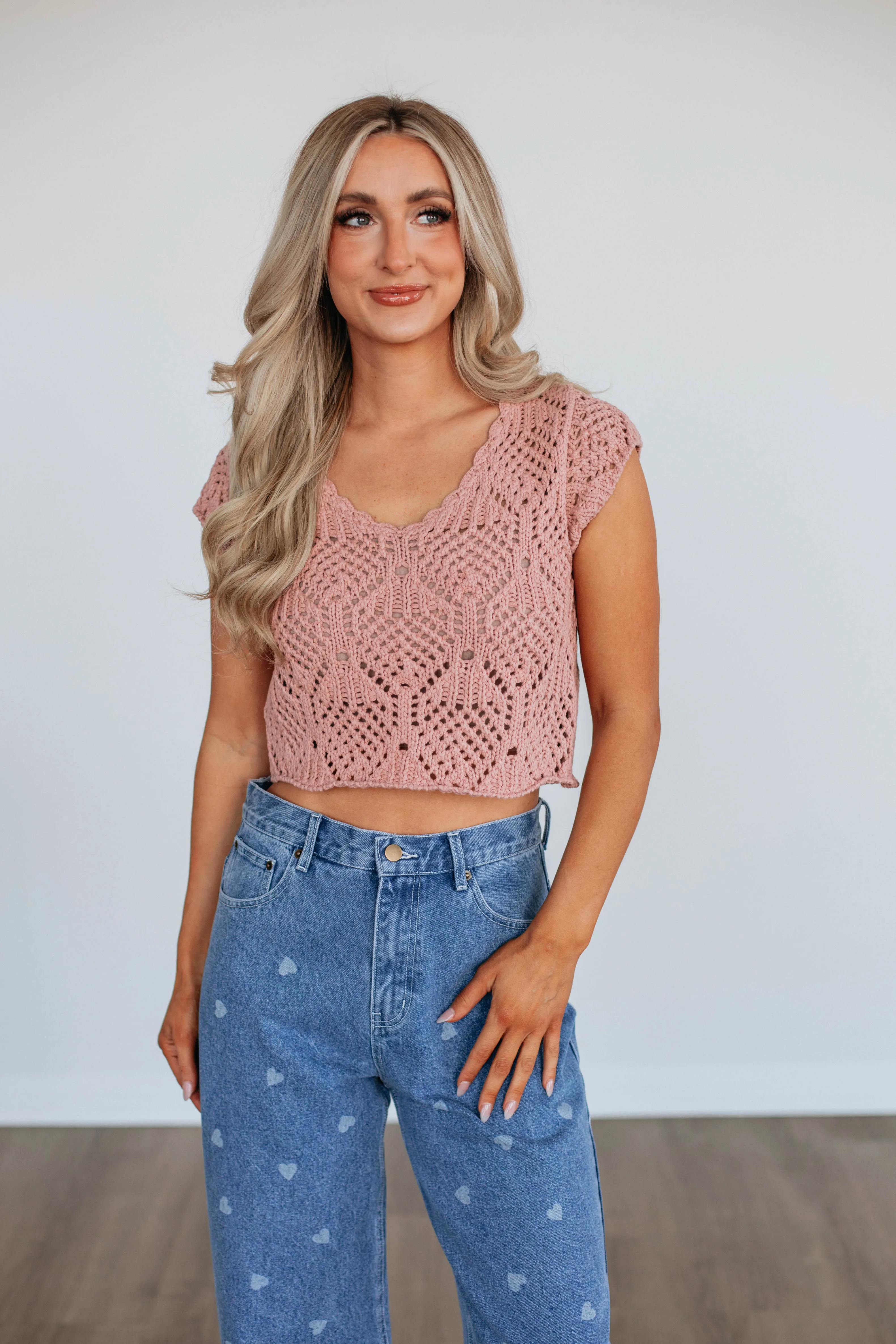 Samira Crochet Top - Mauve sold by Wild Oak Boutique