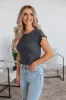 Tara Waffle Knit Top - Charcoal sold by Wild Oak Boutique