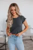 Tara Waffle Knit Top - Charcoal sold by Wild Oak Boutique