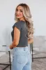 Tara Waffle Knit Top - Charcoal sold by Wild Oak Boutique