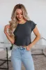 Tara Waffle Knit Top - Charcoal sold by Wild Oak Boutique