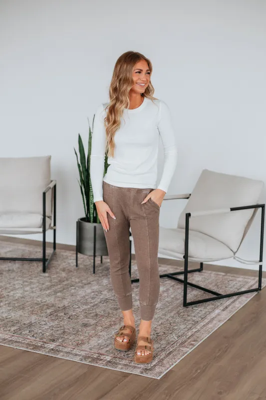 Go The Distance Joggers - Mocha sold by Wild Oak Boutique