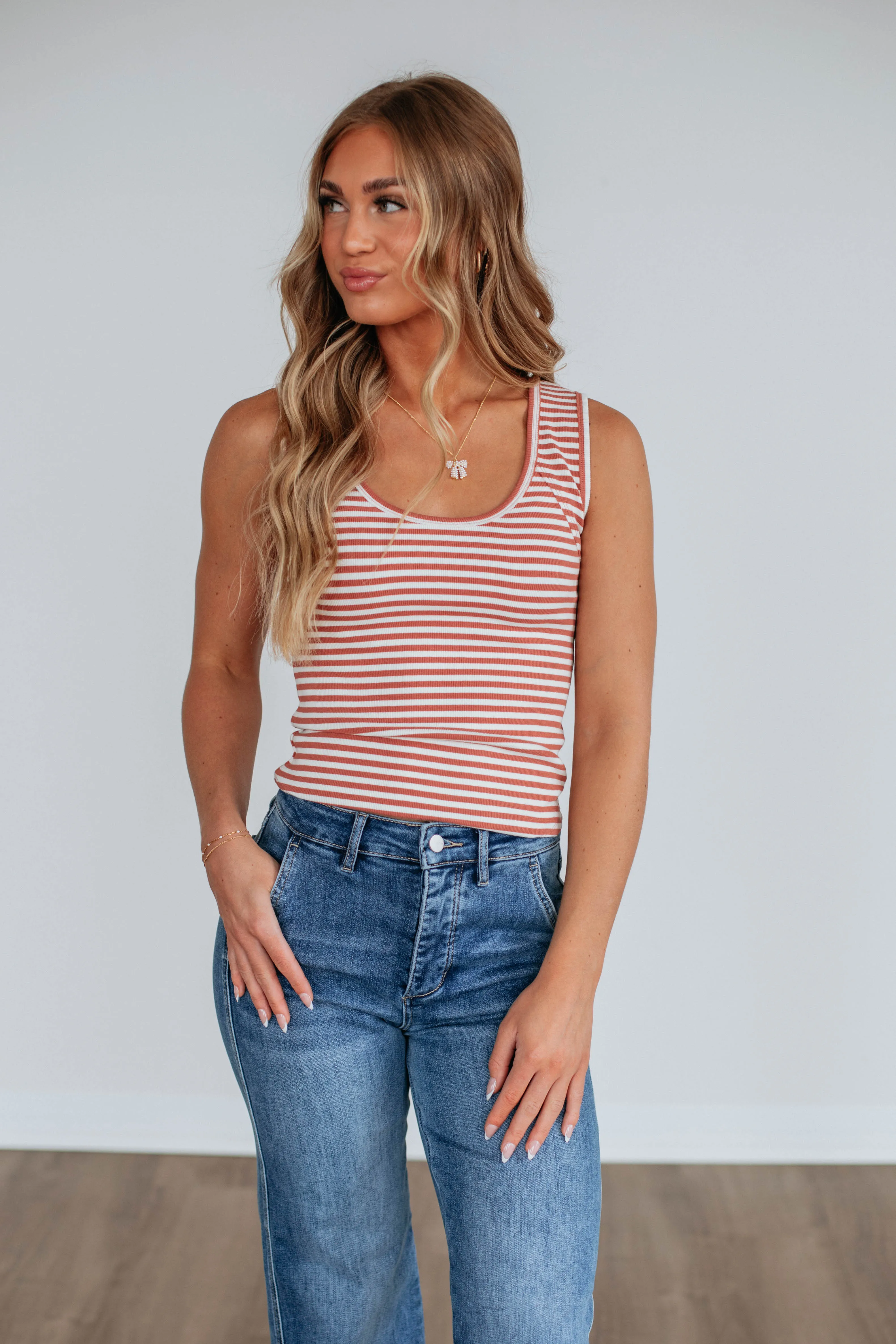 Theo Striped Tank - Terracotta Mix sold by Wild Oak Boutique product image thumbnail 4