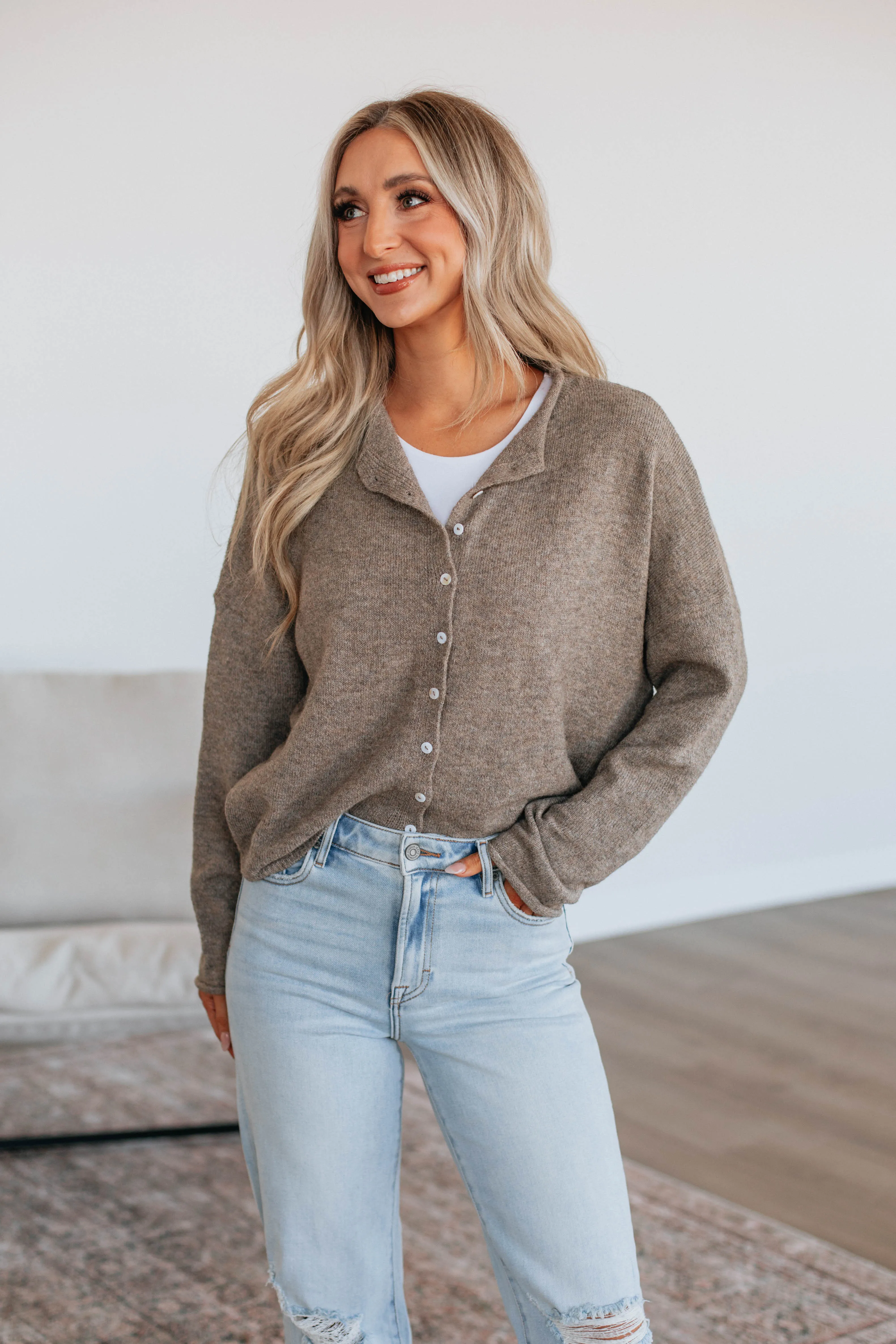 Brooke Cardigan - Mocha sold by Wild Oak Boutique