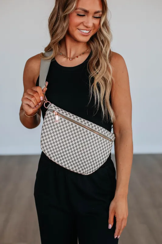 Patsy Checkered Bum Bag - Grey sold by Wild Oak Boutique