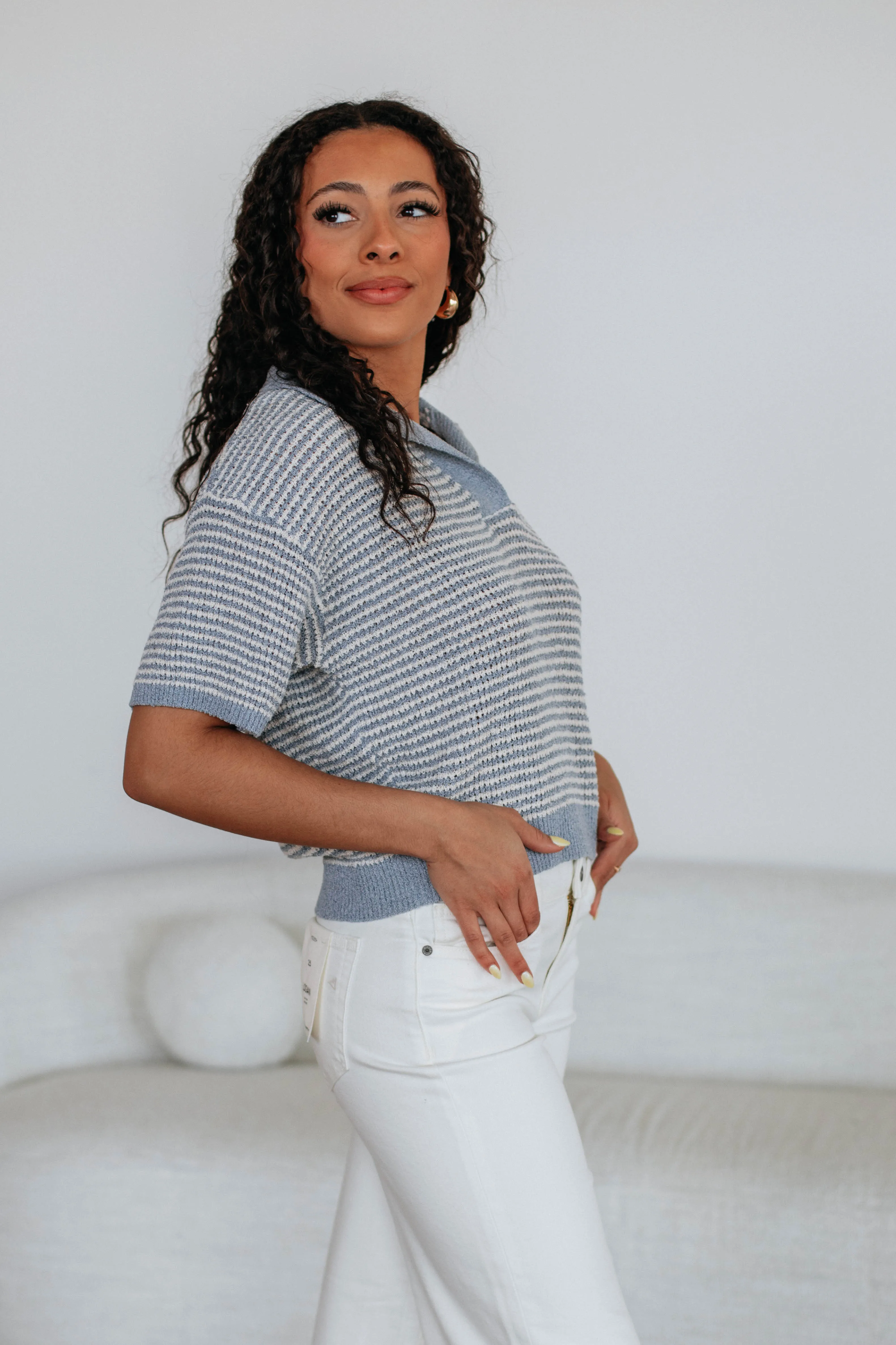 Zeldine Knit Top - Slate Blue Mix sold by Wild Oak Boutique product image thumbnail 5