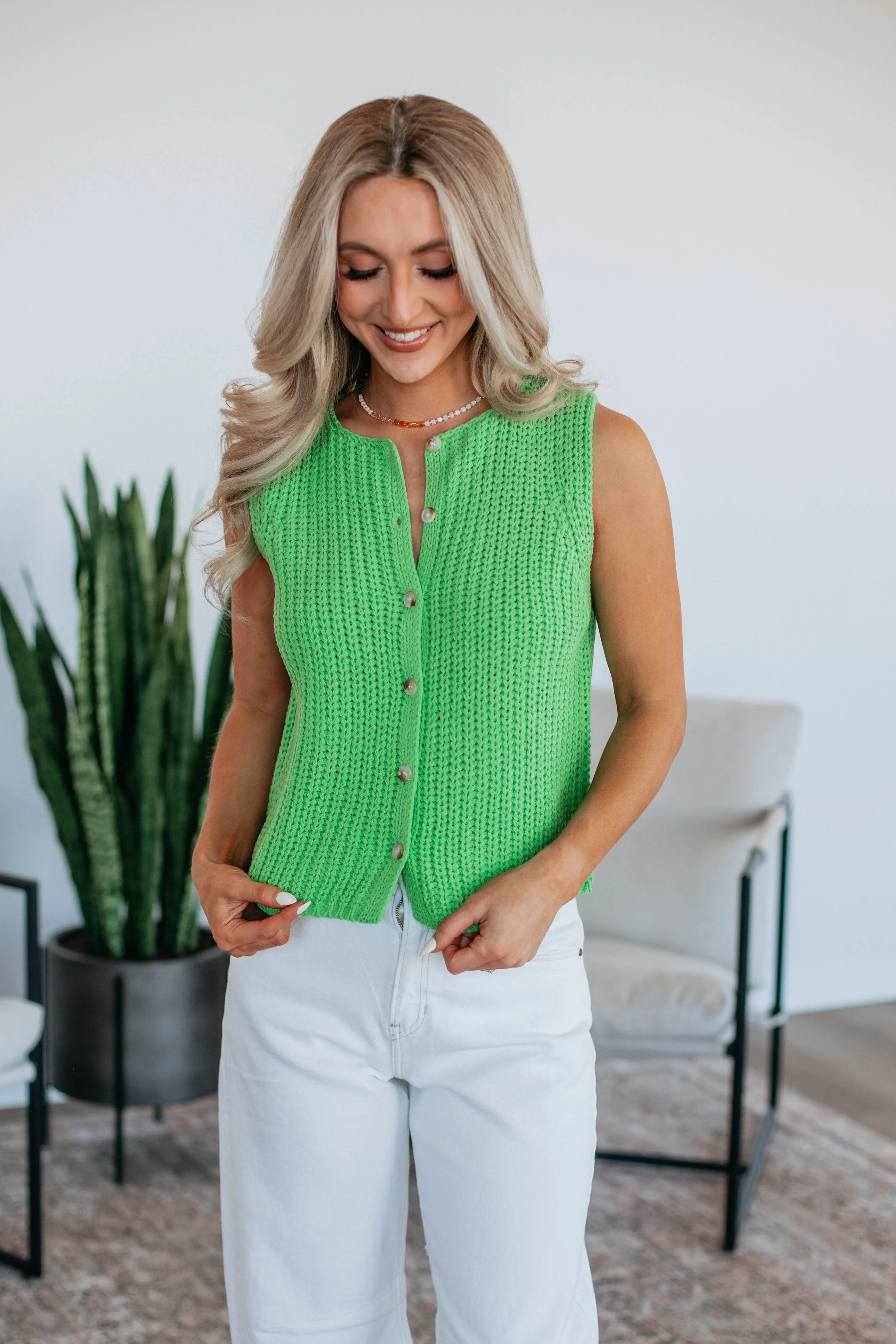 Kasie Knit Top - Lime sold by Wild Oak Boutique