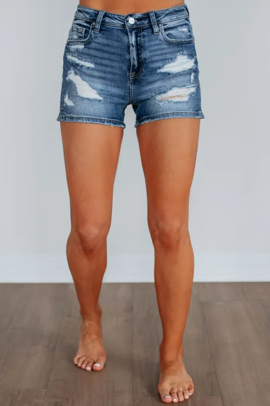 Sandra Risen Shorts - Dark Wash sold by Wild Oak Boutique