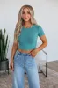 Lenna Ribbed Top - Dusty Teal sold by Wild Oak Boutique