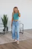Lenna Ribbed Top - Dusty Teal sold by Wild Oak Boutique