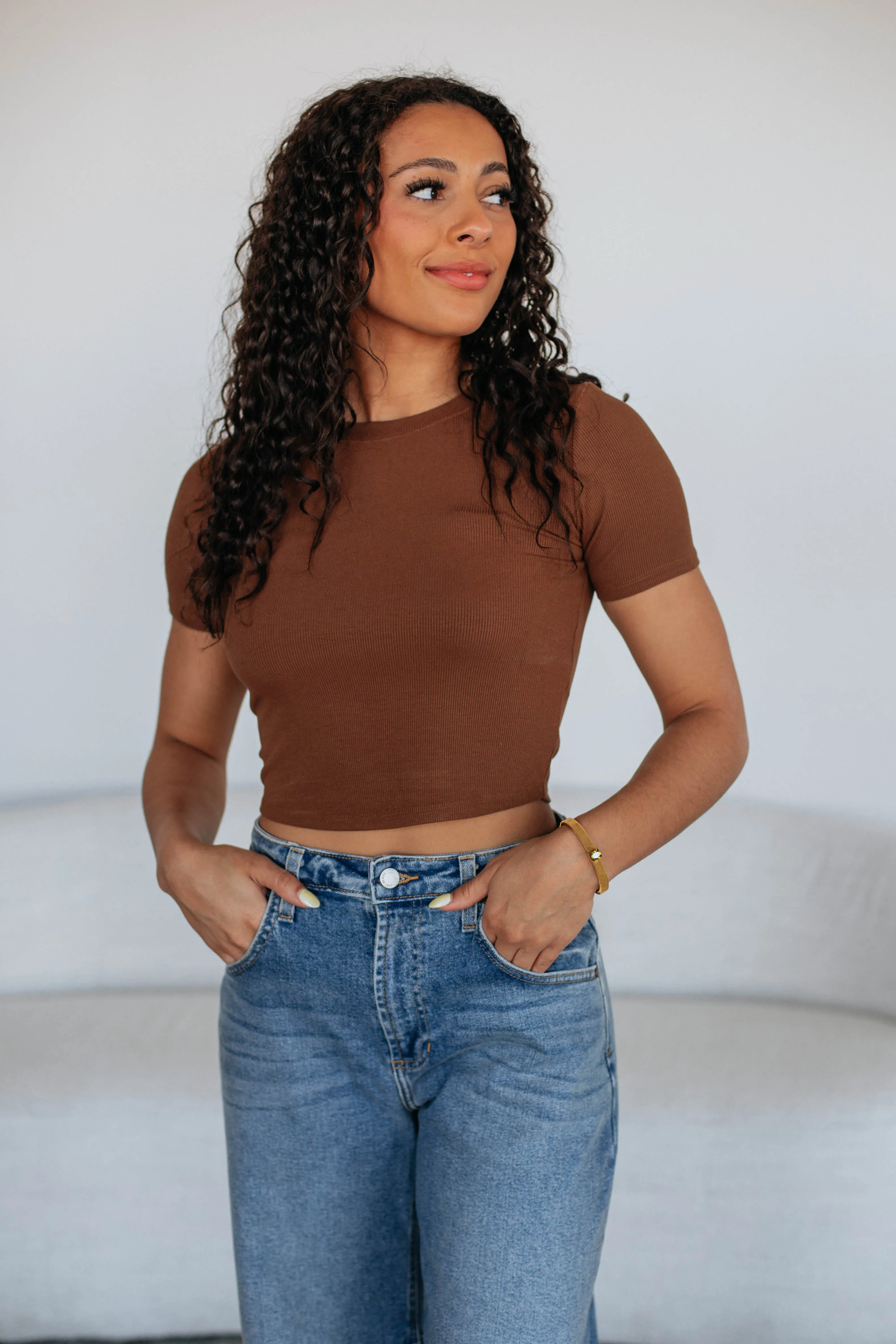 Lenna Ribbed Top - Cocoa sold by Wild Oak Boutique