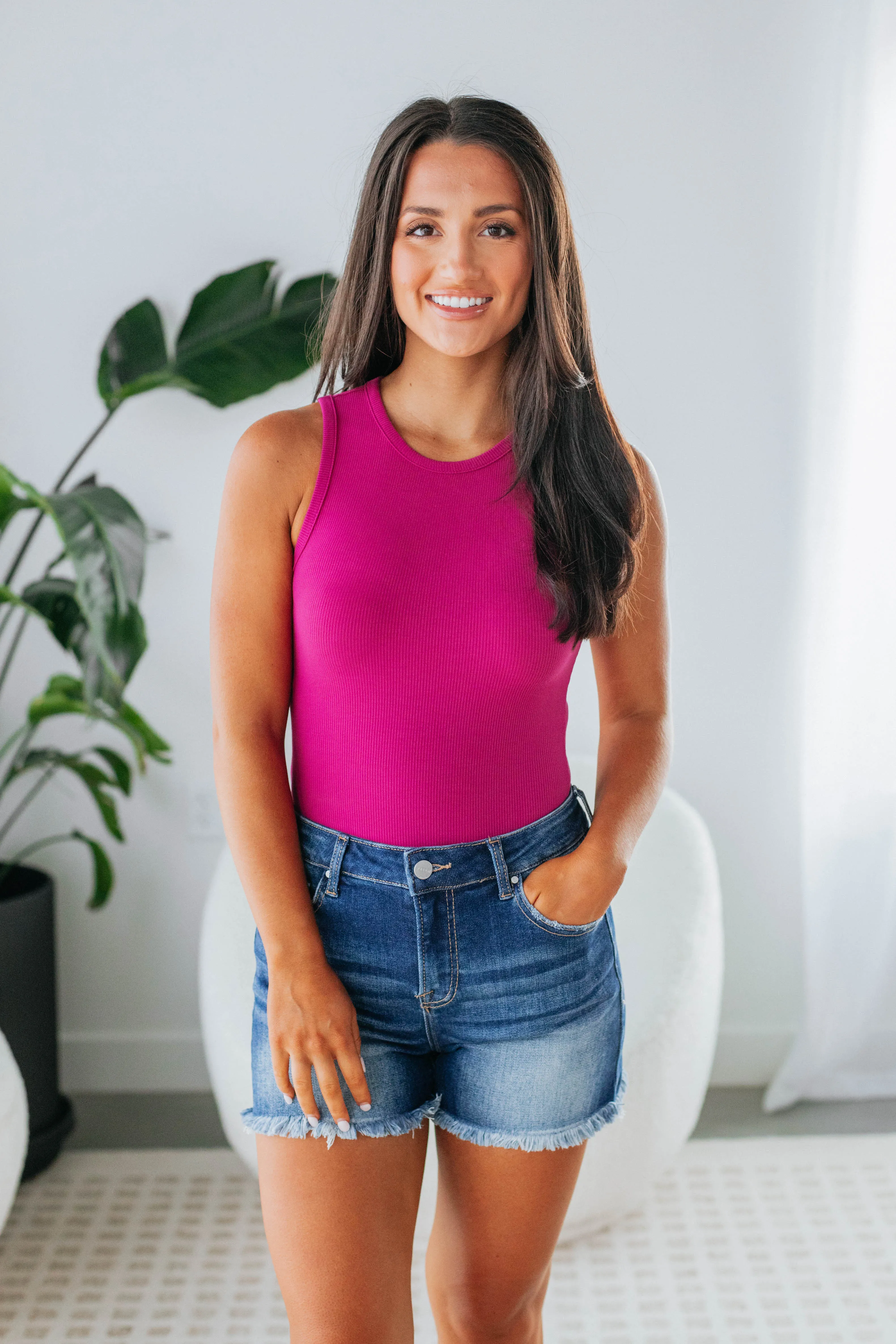 April Ribbed Bodysuit - Dark Magenta sold by Wild Oak Boutique