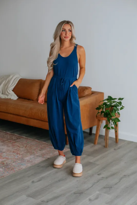Solana Jumpsuit - Navy sold by Wild Oak Boutique