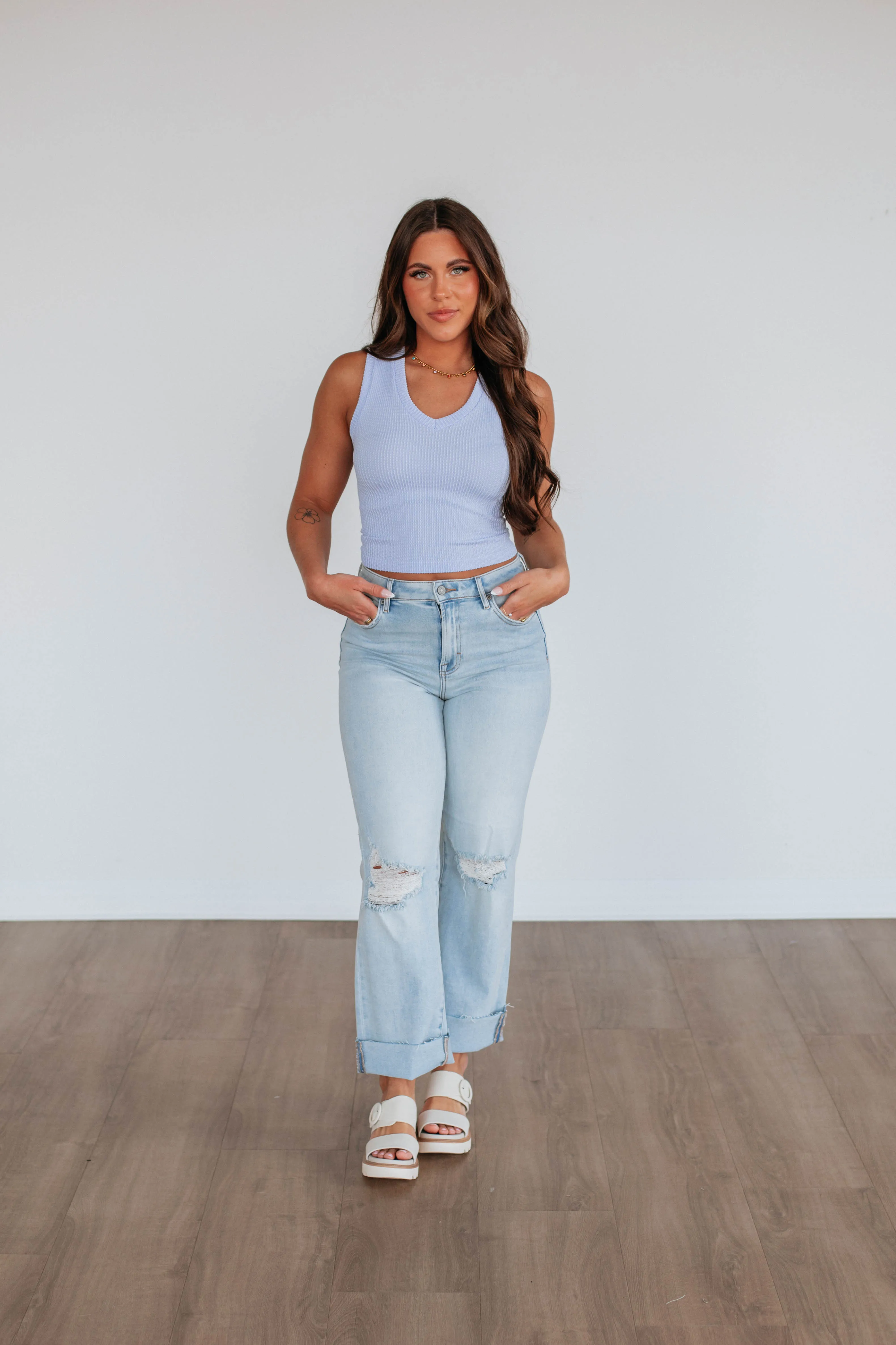 Nola Ribbed Tank - Powder Blue sold by Wild Oak Boutique product image thumbnail 2