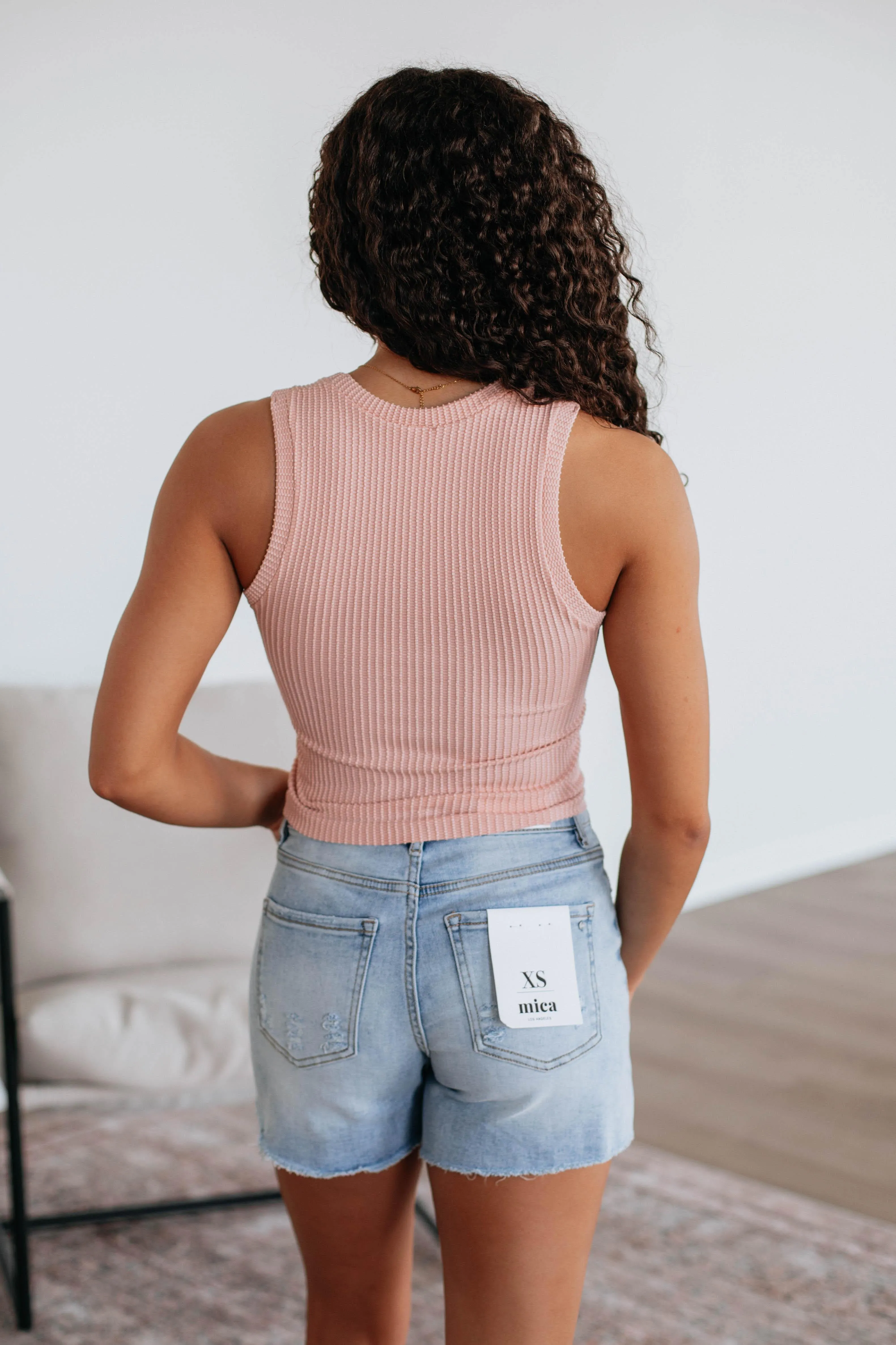 Nola Ribbed Tank - Light Pink sold by Wild Oak Boutique product image thumbnail 5