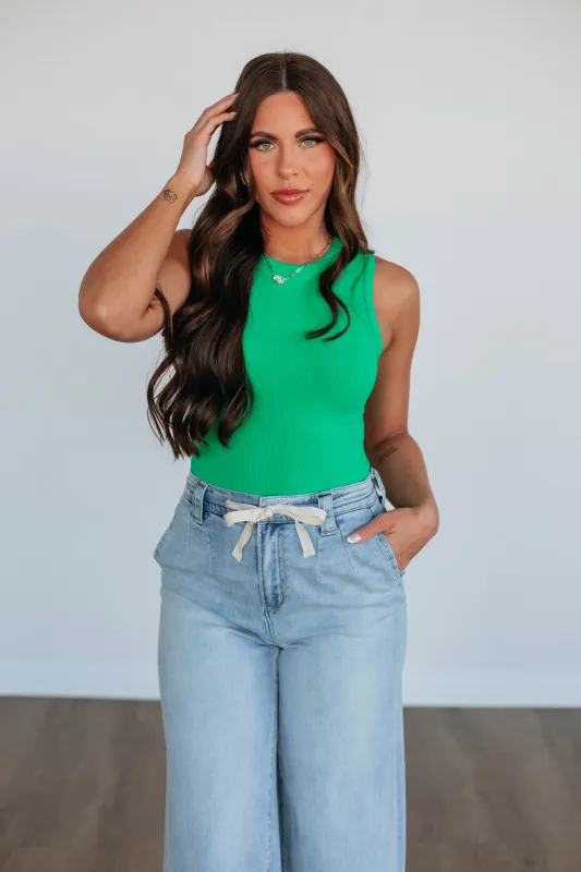 April Ribbed Bodysuit - Apple sold by Wild Oak Boutique