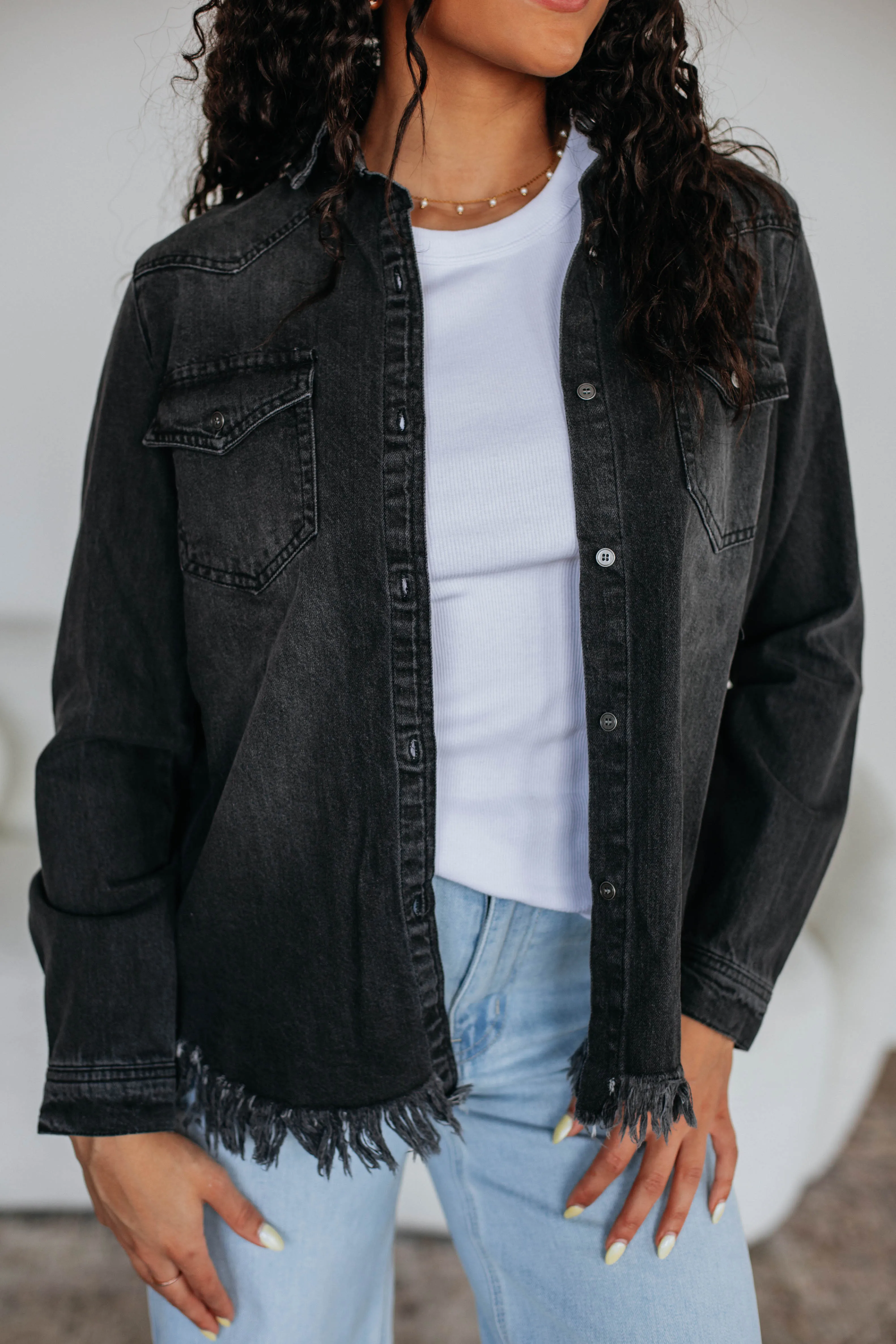 Corey Risen Denim Shacket sold by Wild Oak Boutique