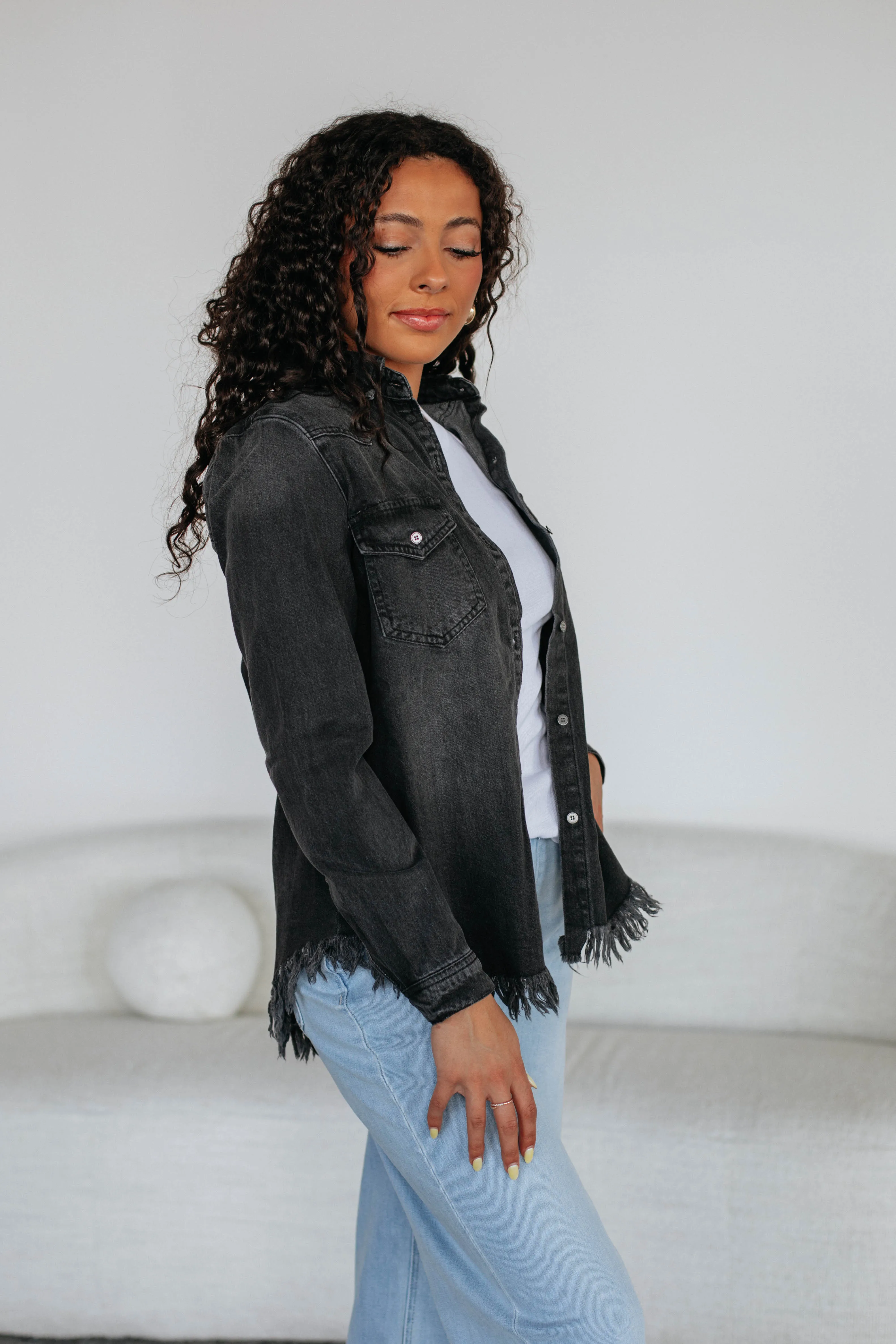 Corey Risen Denim Shacket sold by Wild Oak Boutique product image thumbnail 3