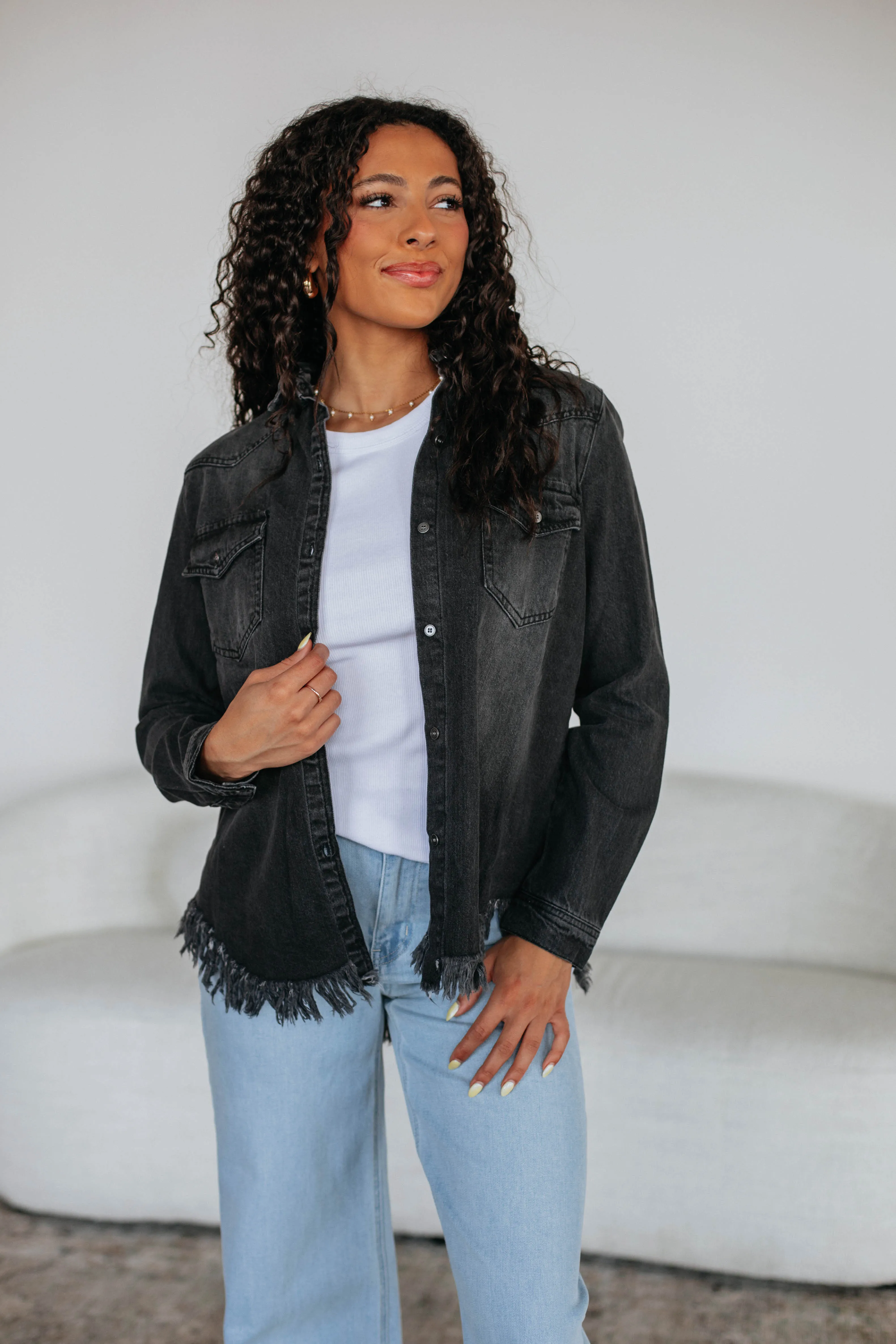 Corey Risen Denim Shacket sold by Wild Oak Boutique product image thumbnail 2