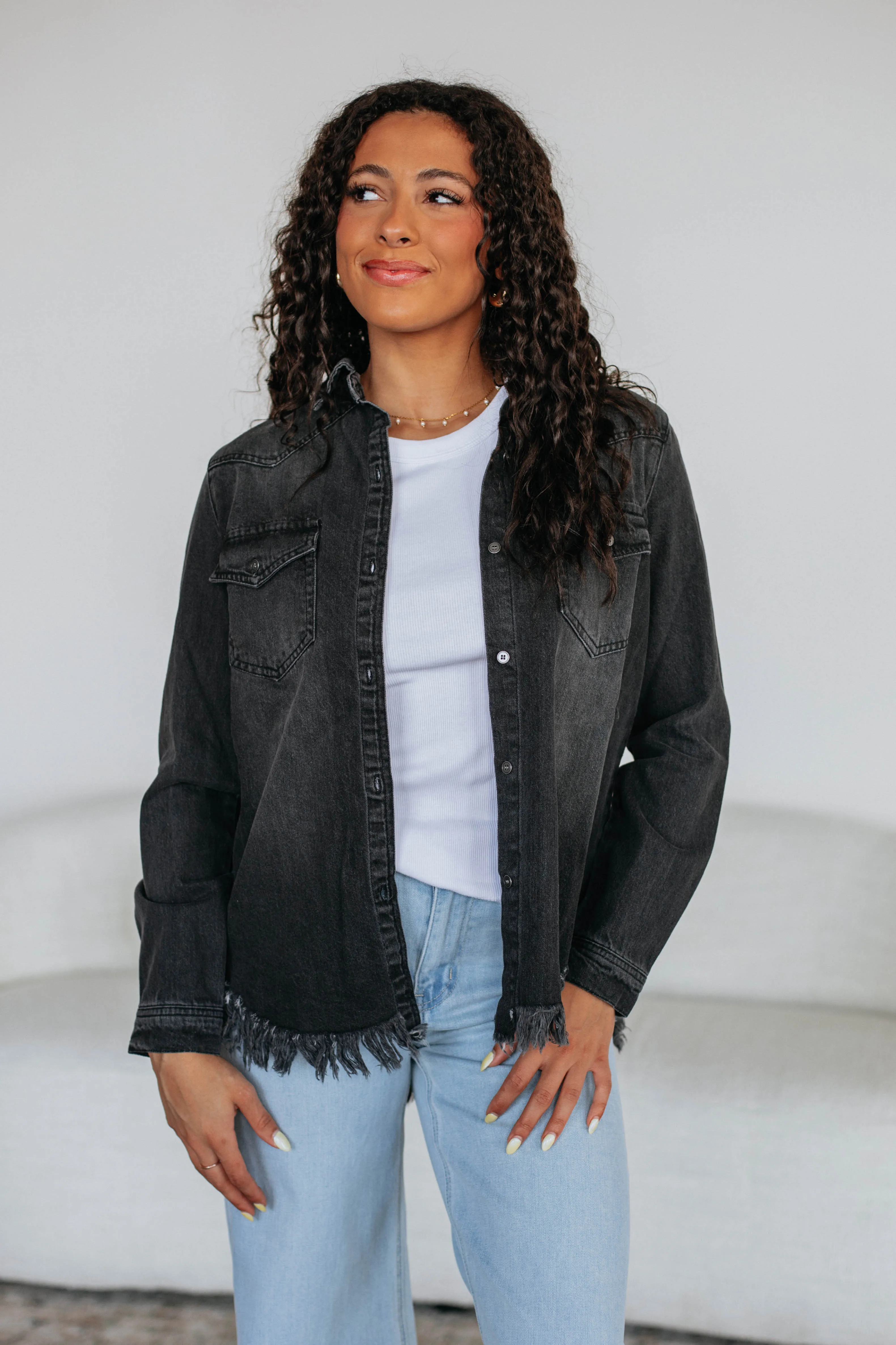 Corey Risen Denim Shacket sold by Wild Oak Boutique product image thumbnail 5