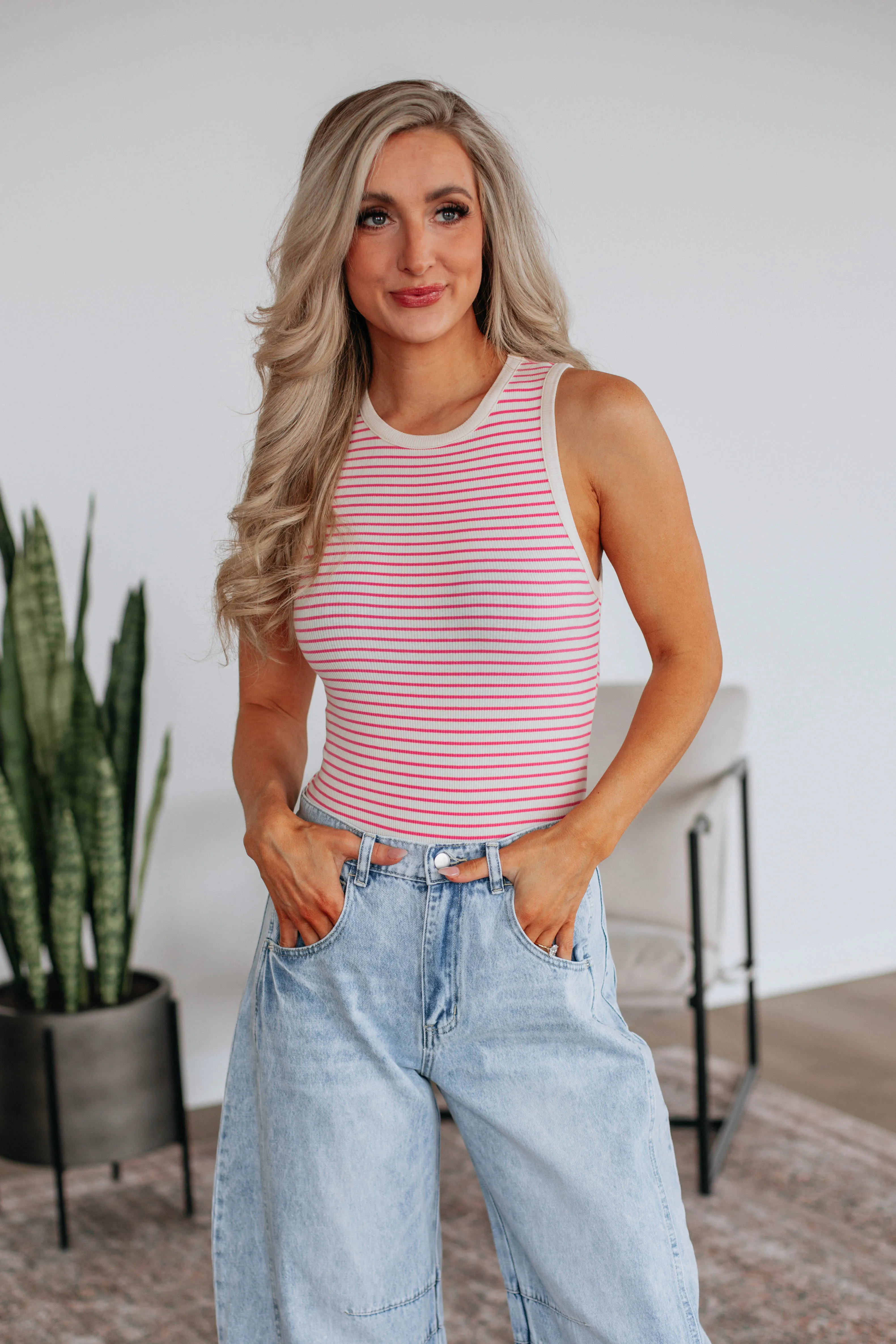 April Striped Bodysuit - Bubblegum Mix sold by Wild Oak Boutique product image thumbnail 4