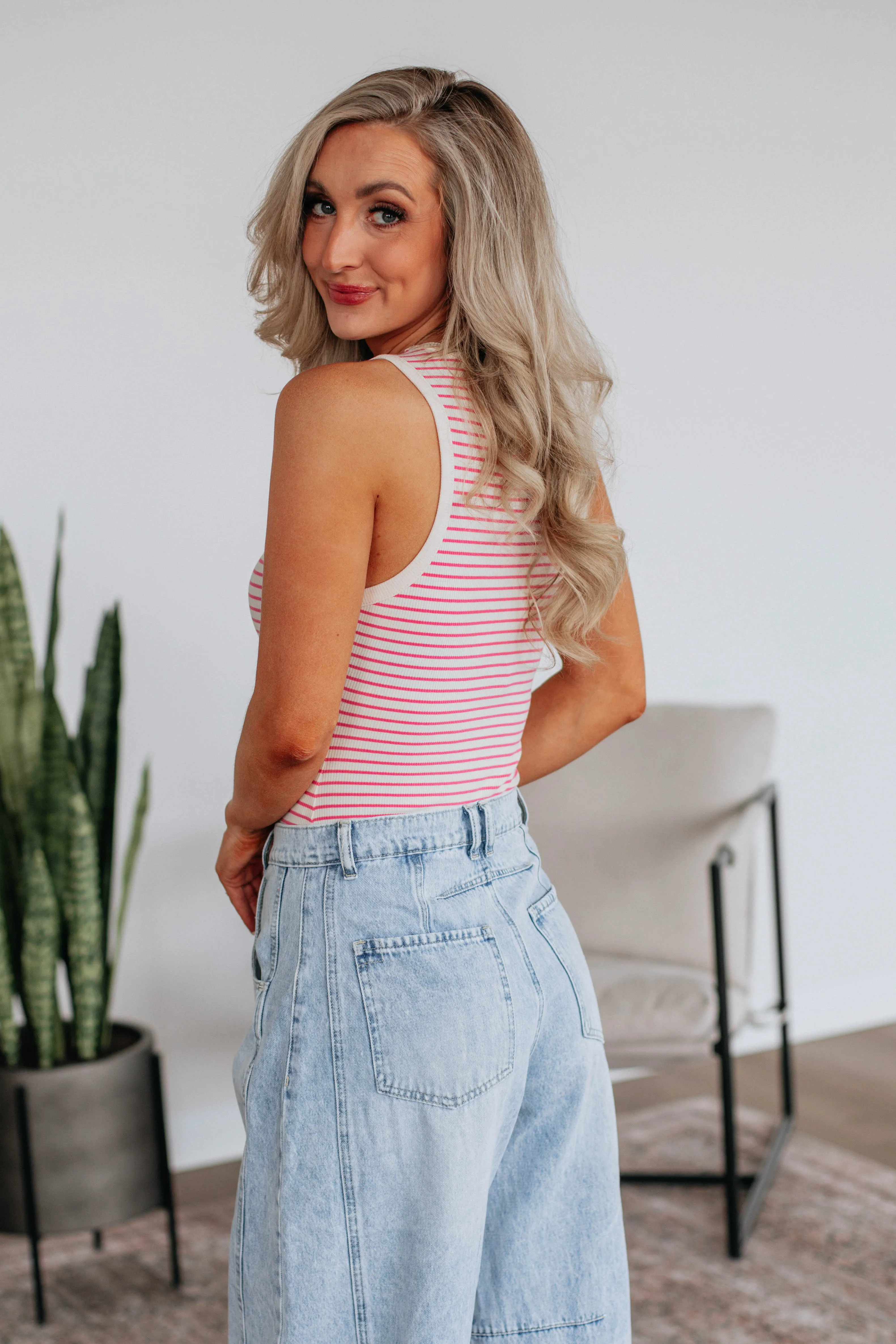 April Striped Bodysuit - Bubblegum Mix sold by Wild Oak Boutique product image thumbnail 5