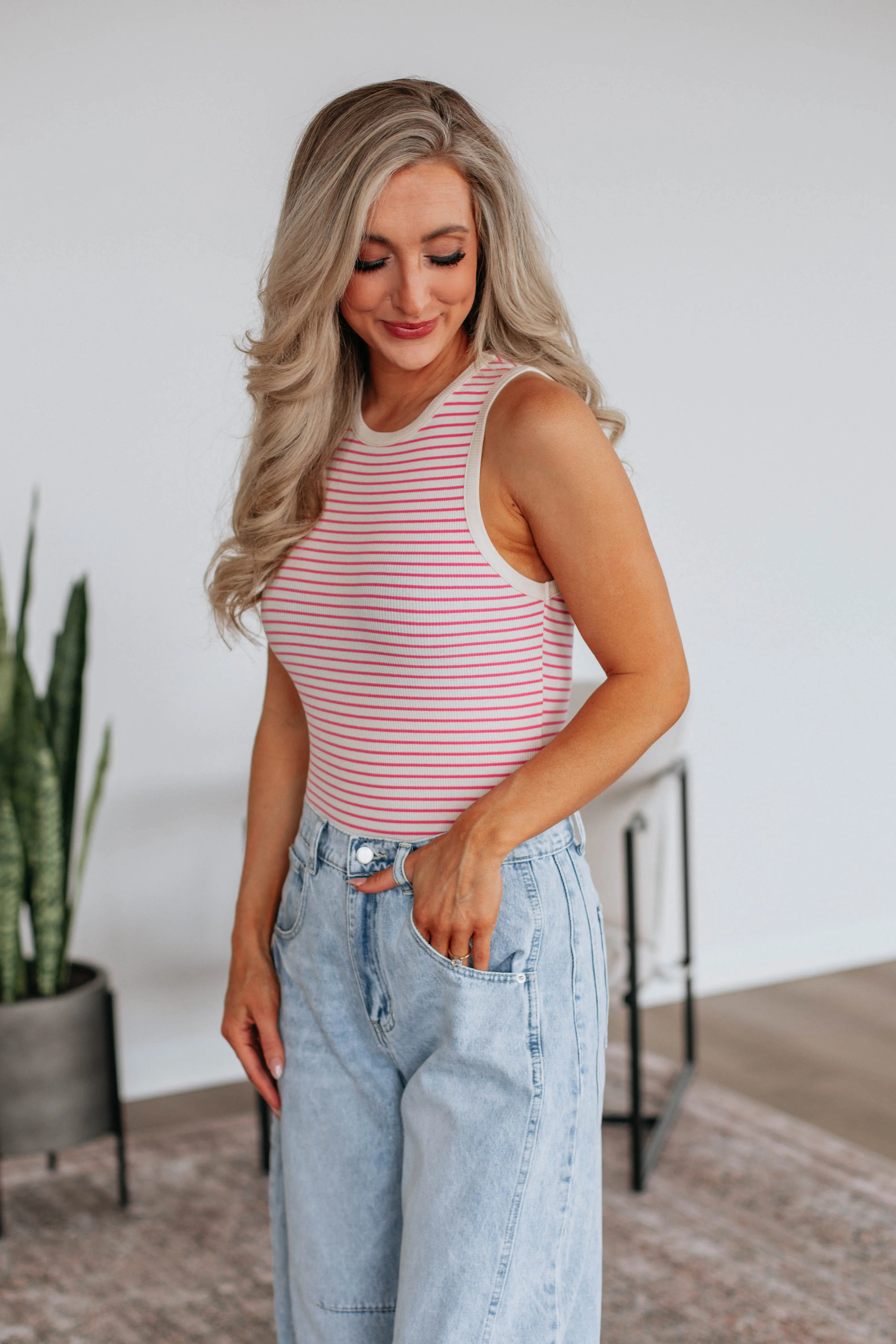 April Striped Bodysuit - Bubblegum Mix sold by Wild Oak Boutique product image thumbnail 3