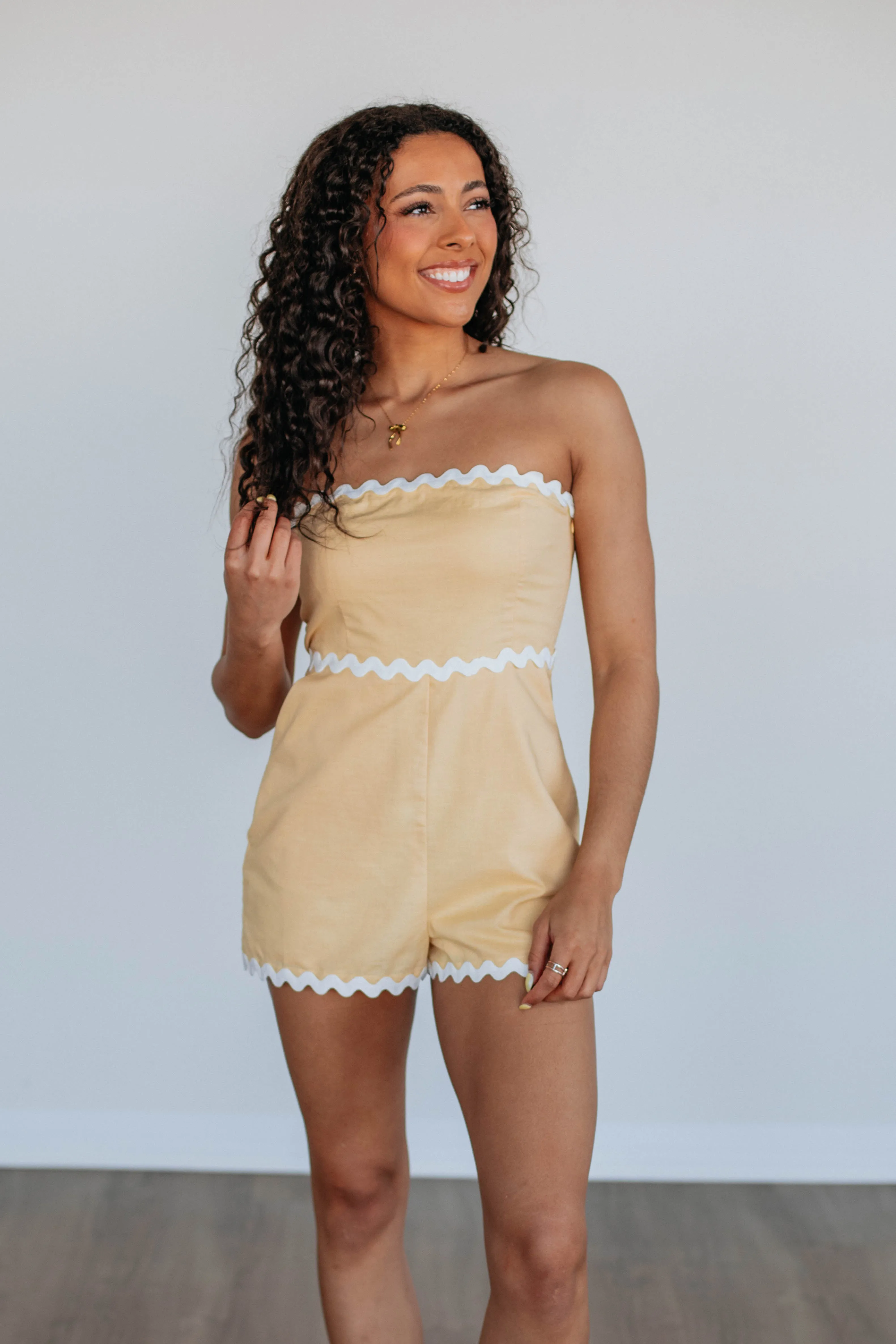 Lissa Linen Romper sold by Wild Oak Boutique