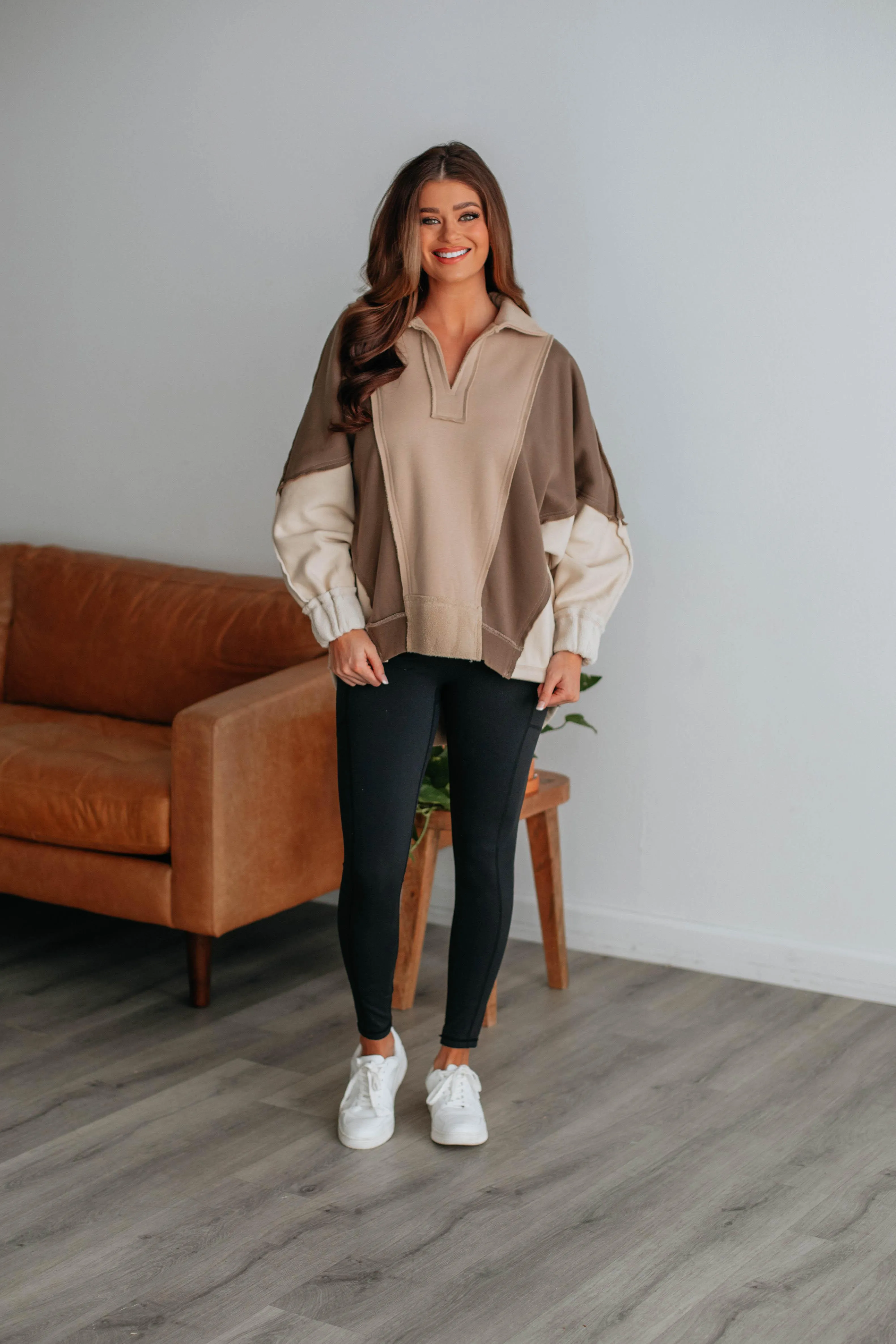 Rowan Oversized Pullover - Mocha Mix sold by Wild Oak Boutique product image thumbnail 2