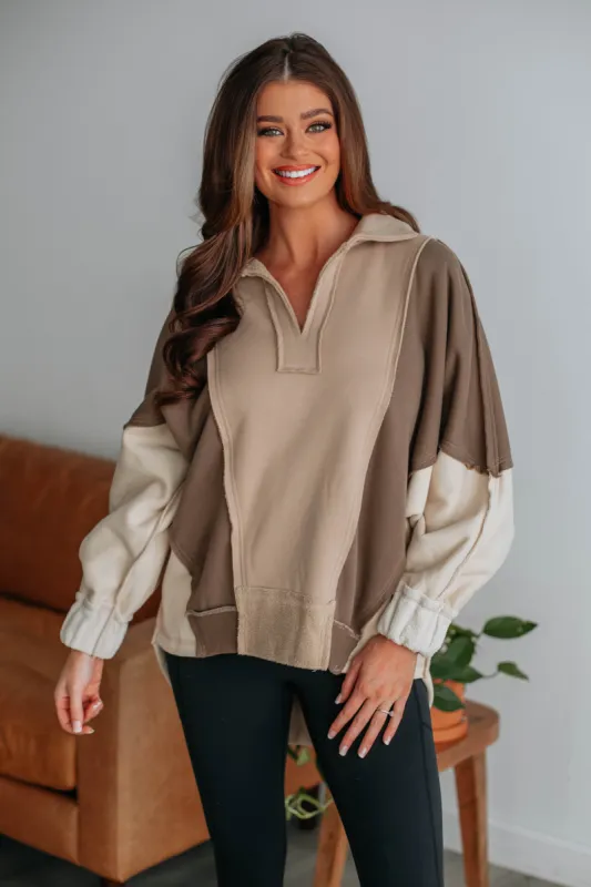 Rowan Oversized Pullover - Mocha Mix sold by Wild Oak Boutique