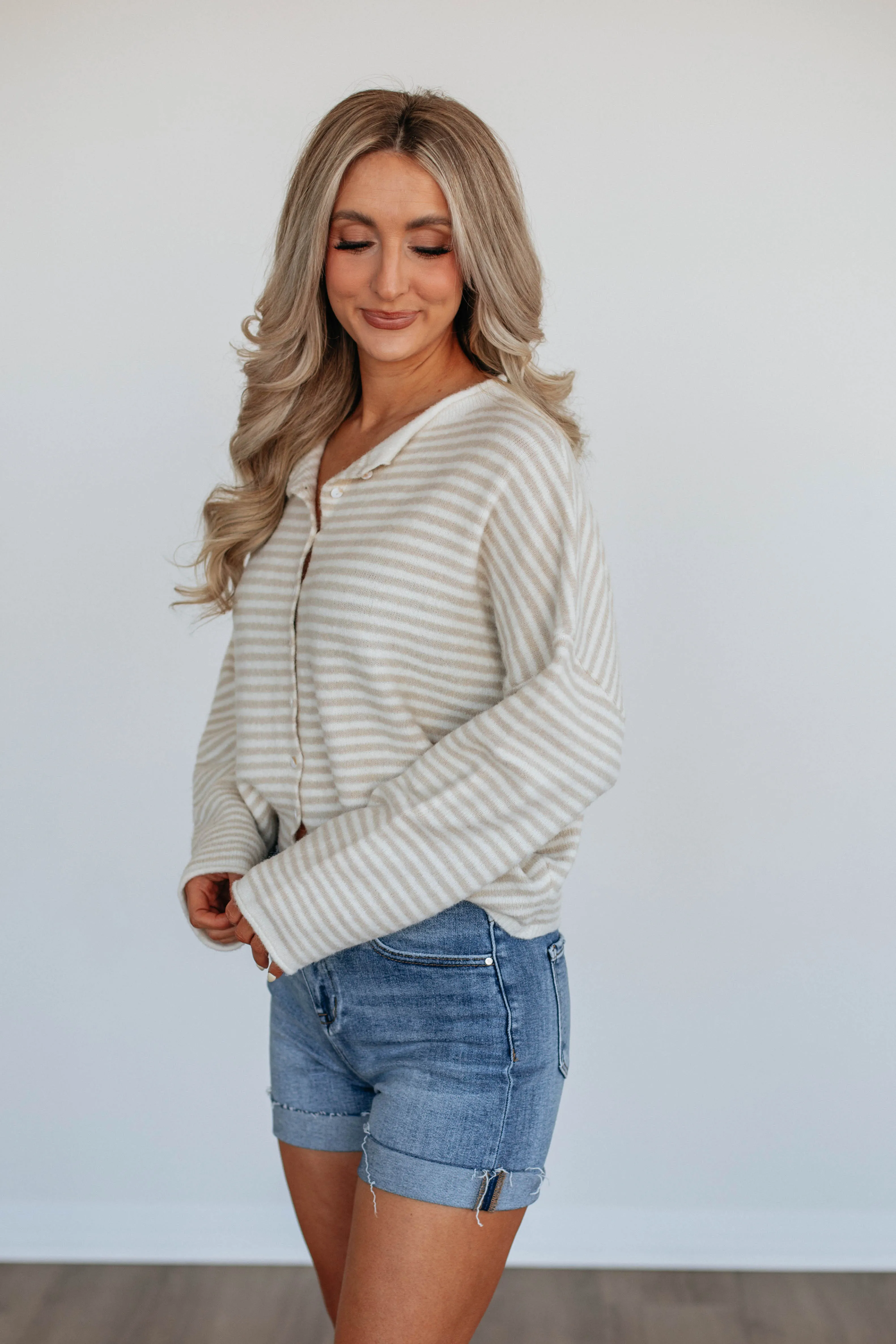 Zoelle Striped Cardigan - Cream Mix sold by Wild Oak Boutique product image thumbnail 4