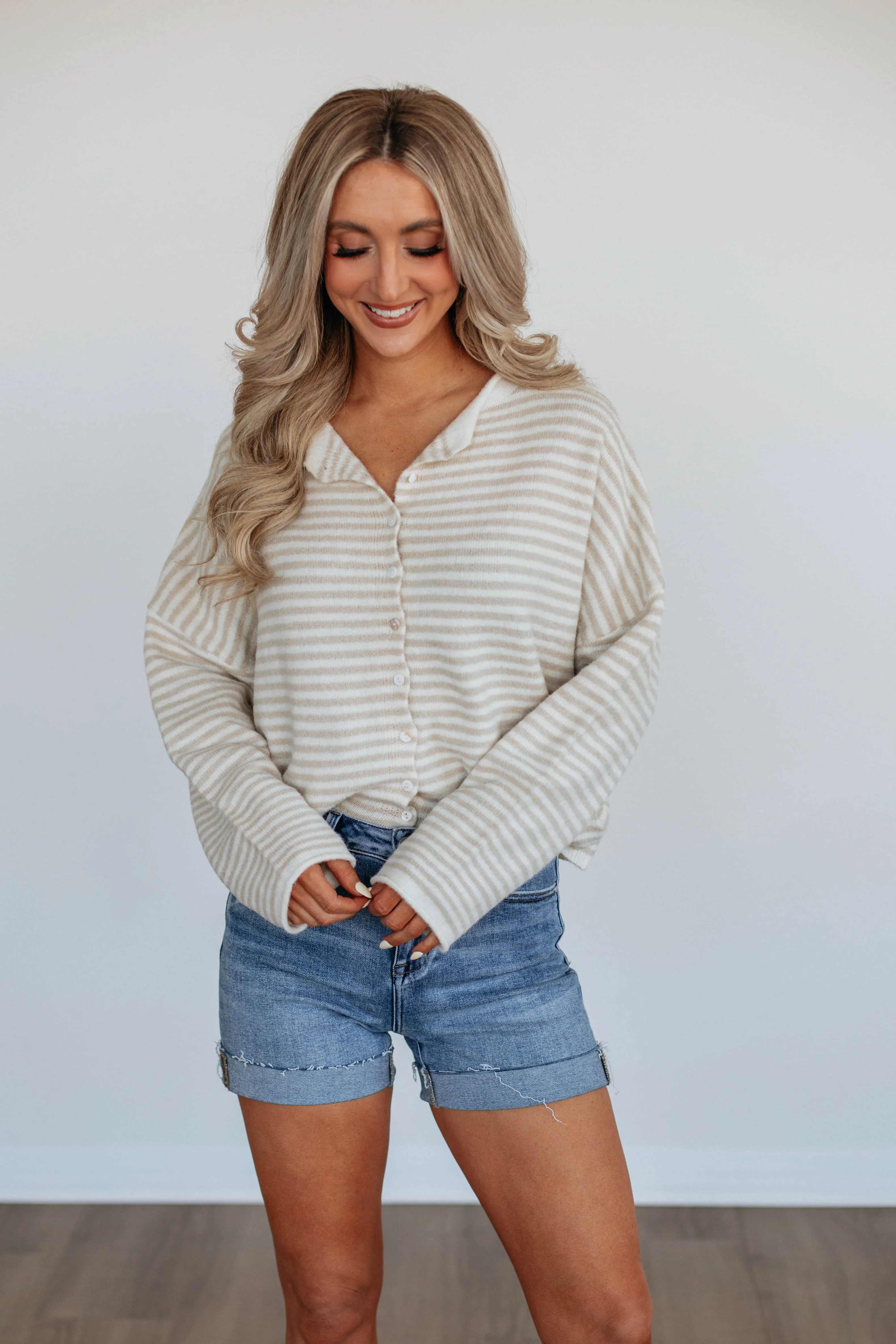 Zoelle Striped Cardigan - Cream Mix sold by Wild Oak Boutique