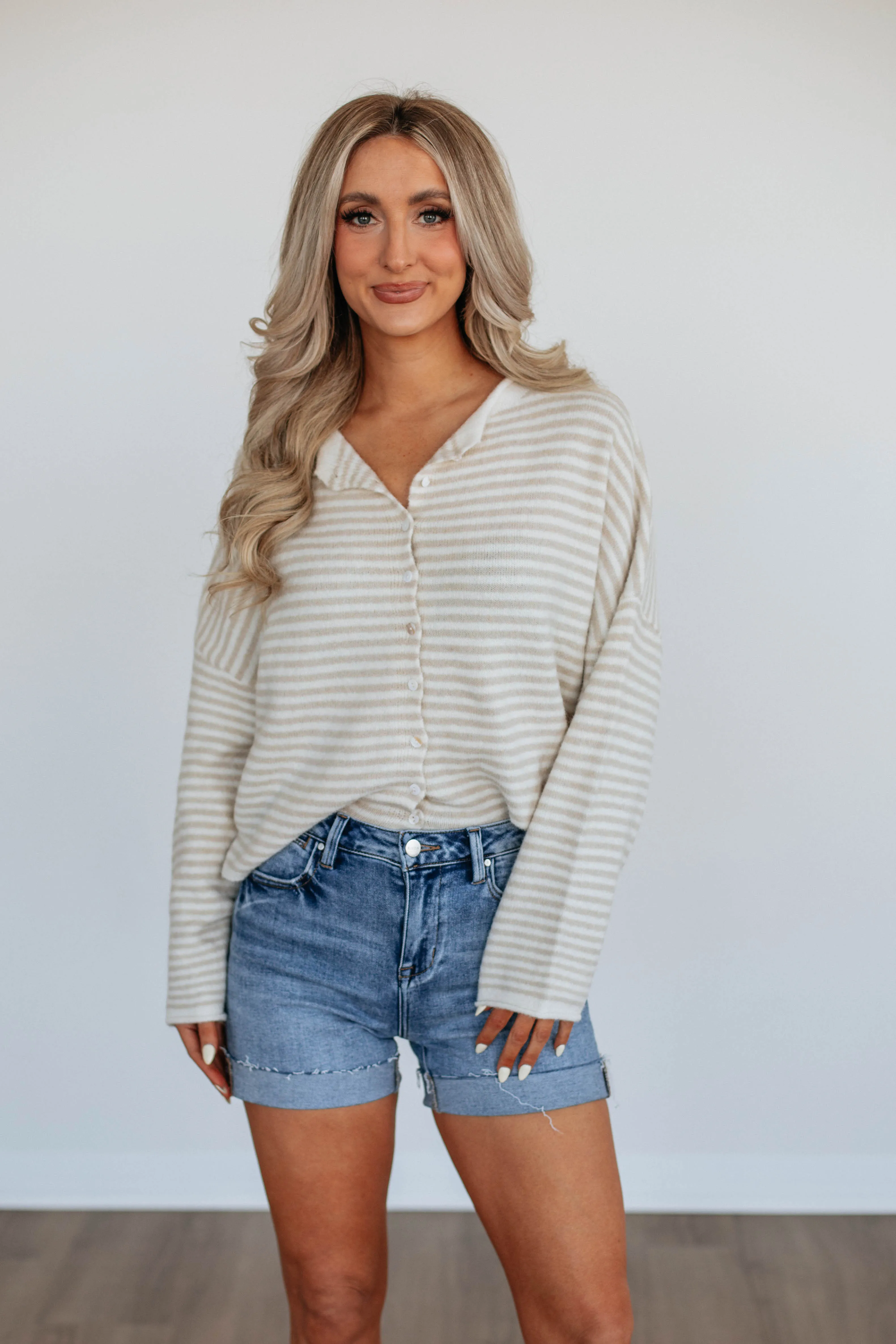 Zoelle Striped Cardigan - Cream Mix sold by Wild Oak Boutique product image thumbnail 3