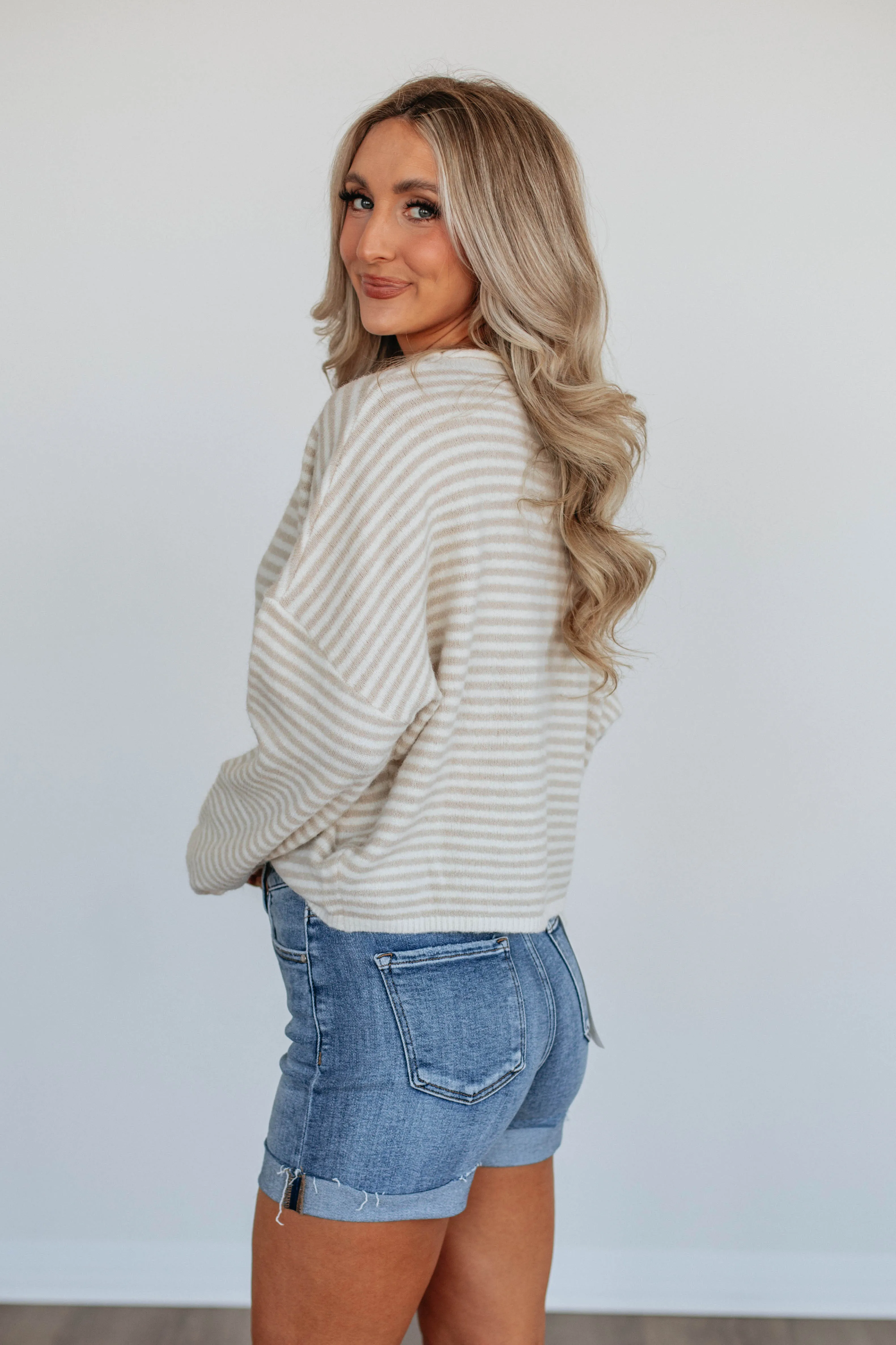 Zoelle Striped Cardigan - Cream Mix sold by Wild Oak Boutique product image thumbnail 5