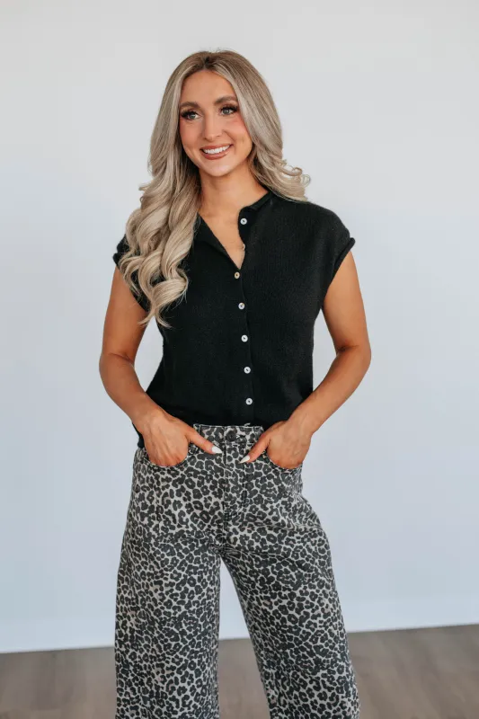 Camry Cardigan Top - Black sold by Wild Oak Boutique