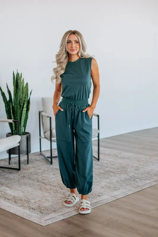 Zee Lounge Jumpsuit - Emerald sold by Wild Oak Boutique