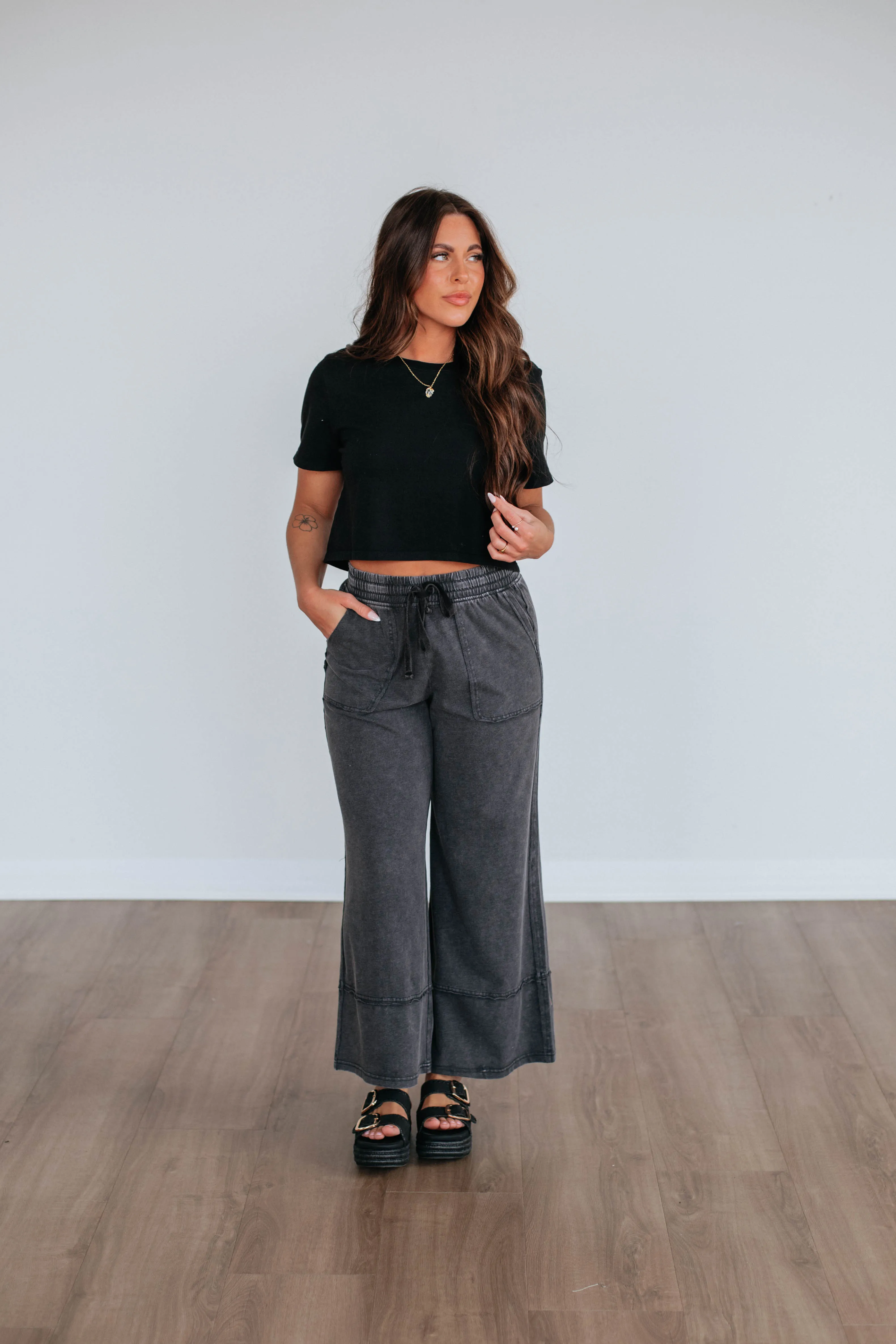 Zenia Wide Leg Pants - Vintage Black sold by Wild Oak Boutique product image thumbnail 2